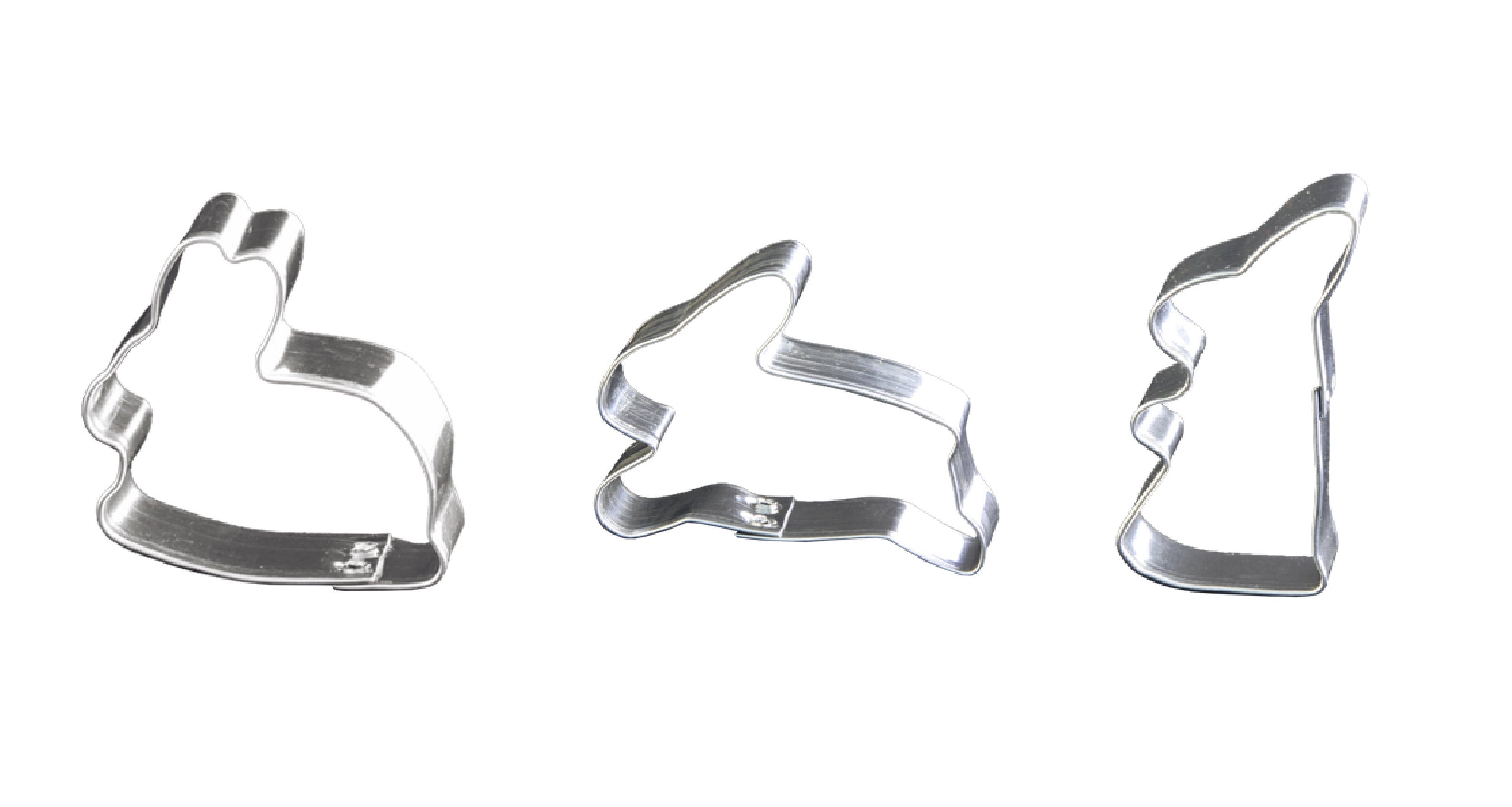 LARES Ausstechform 3er Hasen Set, Weißblech, für Weihnachten und andere Anlässe - Made in Germany