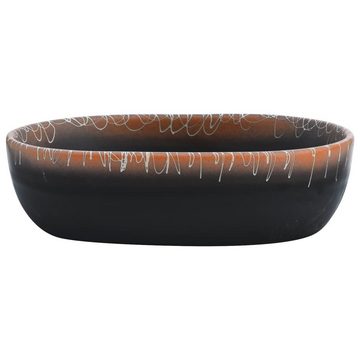 vidaXL Waschbecken Aufsatzwaschbecken Schwarz und Orange Oval 47x33x13 cm Keramik