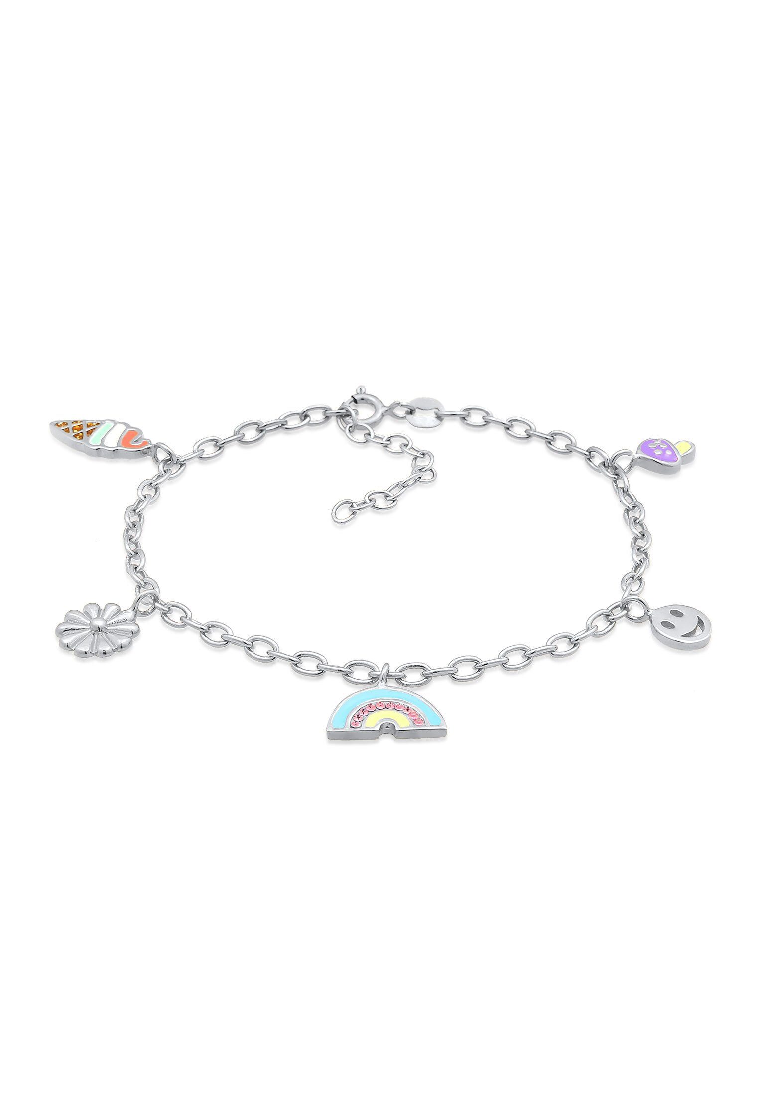 925 Silber, Pilz Armband Smiling Blume Anhänger Eis Elli Blume Emaille