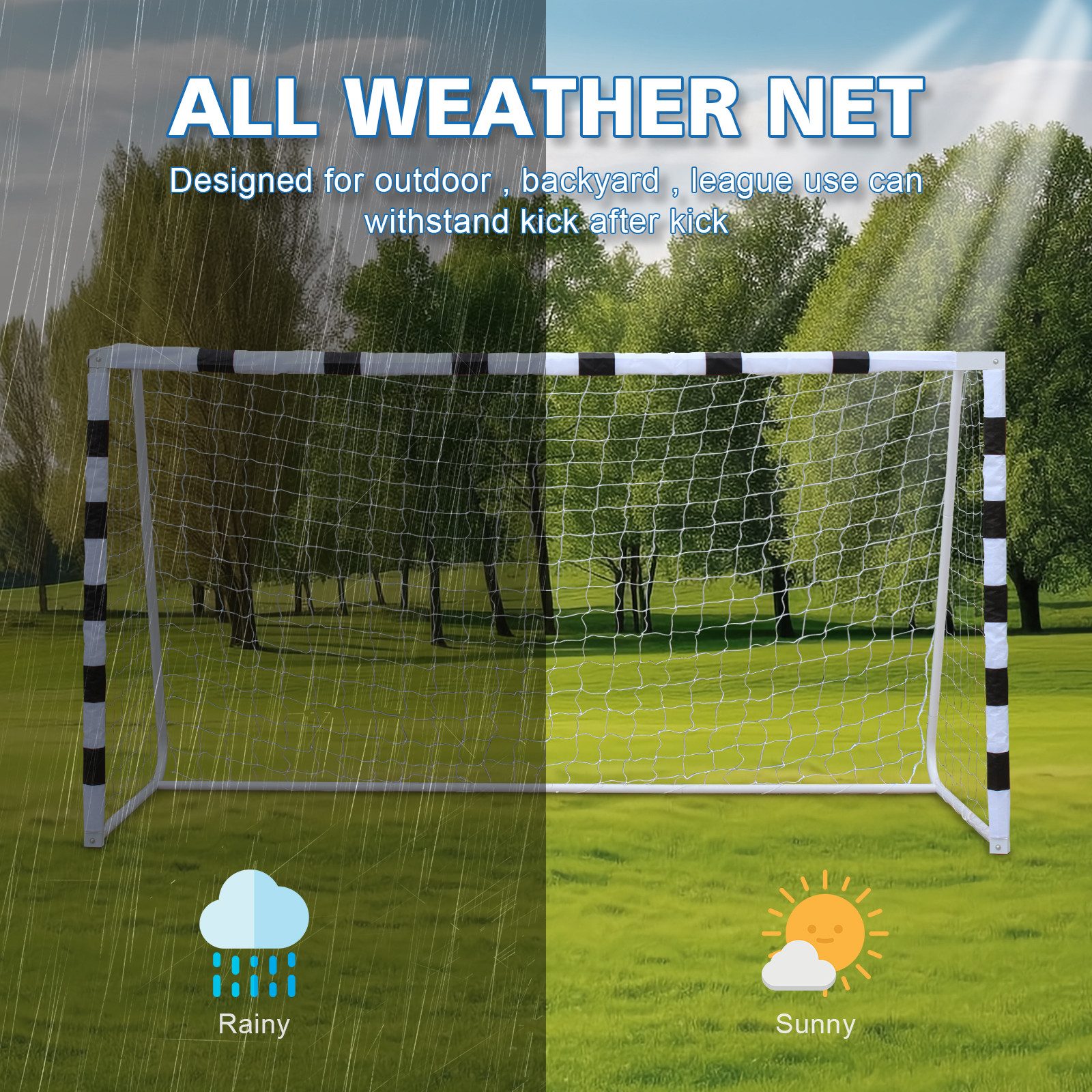 FANNOU Fußballtor Youth Soccer Goal with Net, 305 x 201cm, Kinder-Fußballtore für den Garten