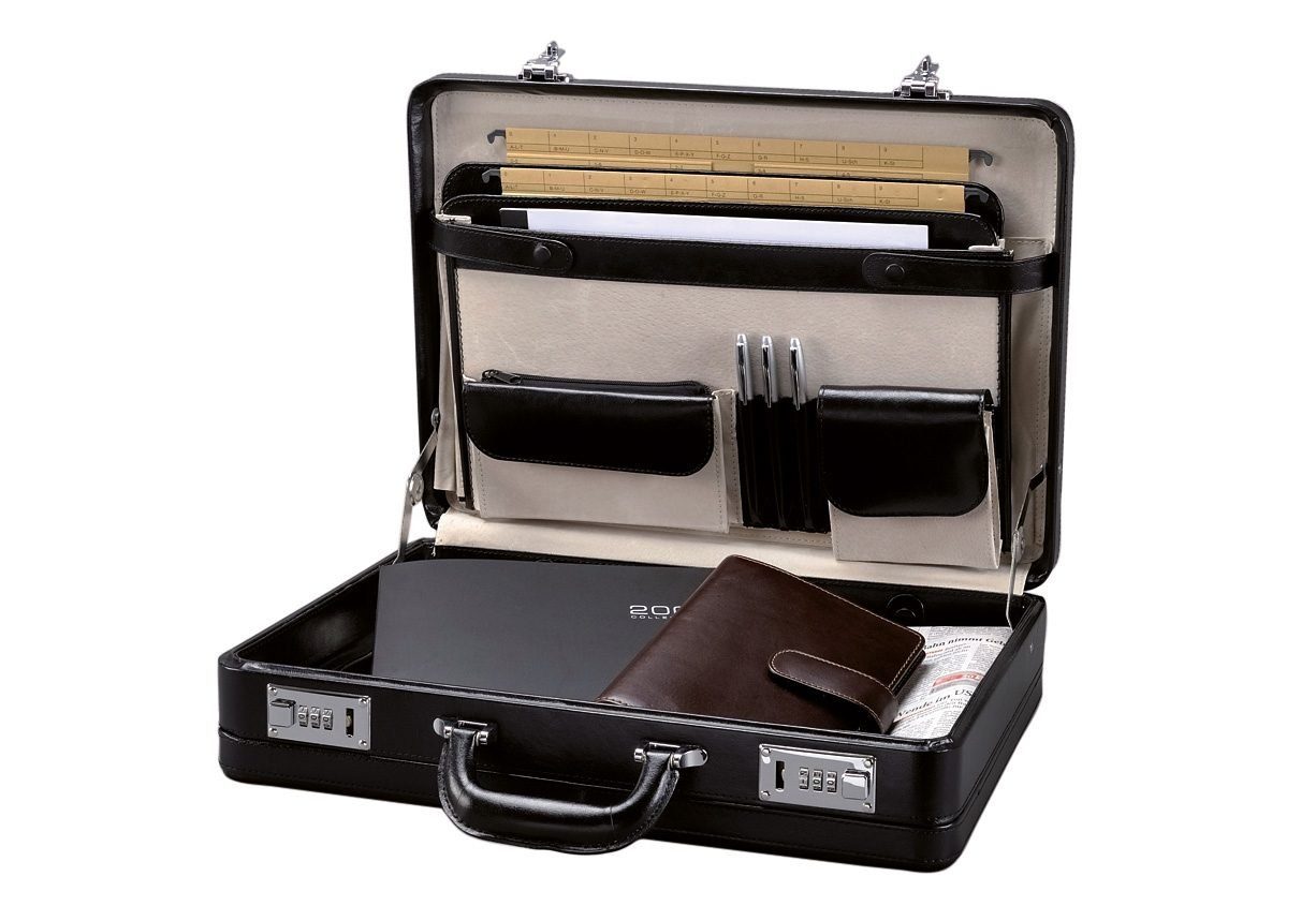 Alassio® Business-Koffer Taormina, Attachékoffer, aus Leder, Abschließbar  mit zwei Zahlenkombinationsschlössern