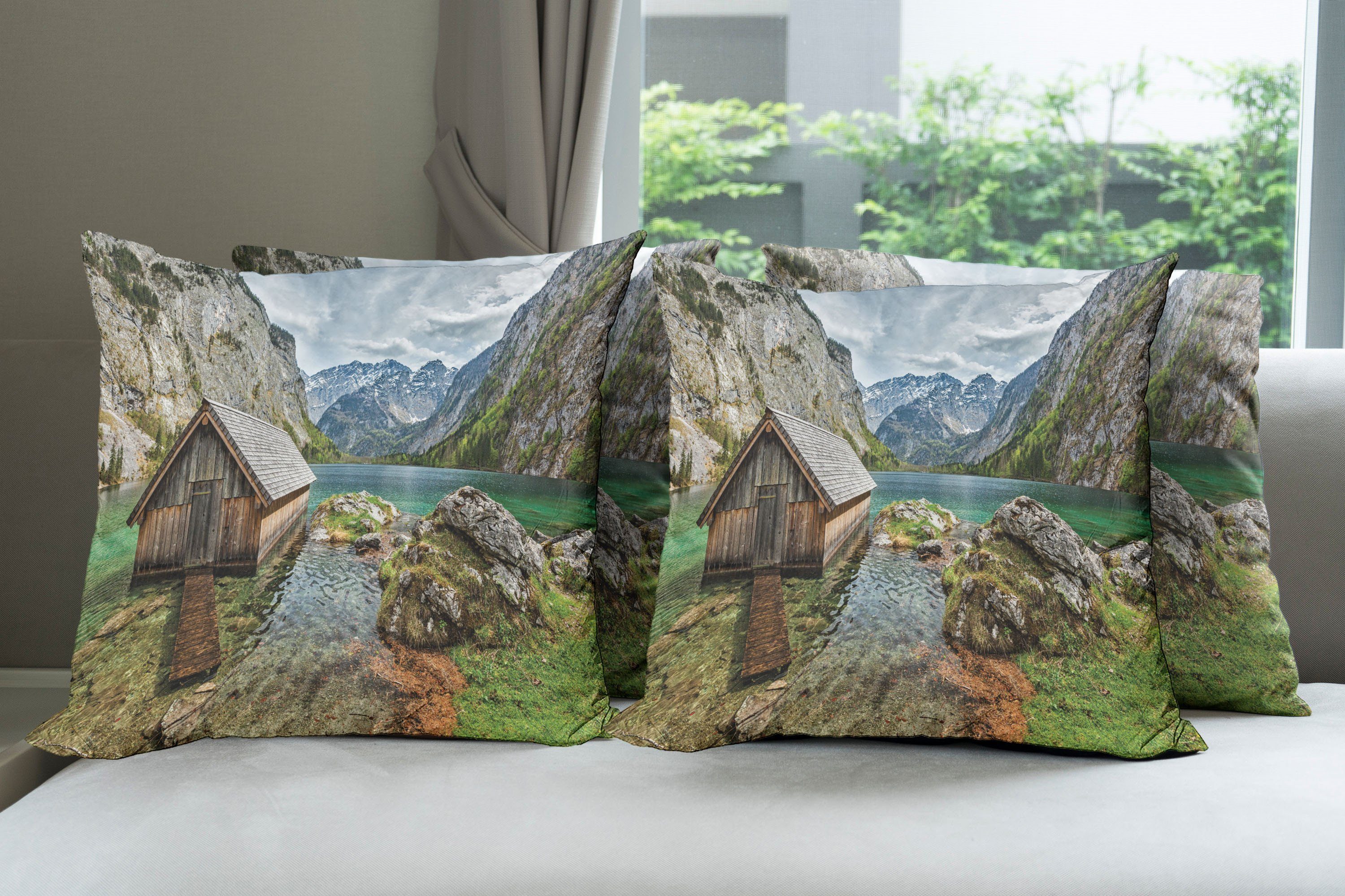 Alpine Doppelseitiger (4 Gebirge Stück), Bunt Modern Digitaldruck, Kissenbezüge Accent Abakuhaus