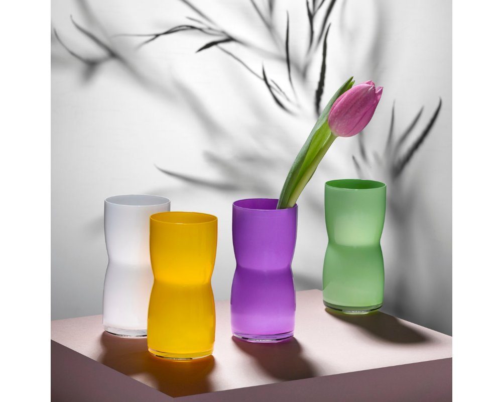 Crystalex Tischvase Vasen Dekovasen Kristallvasen 109 mm 4 Stk. in vier Farben Bohemia (Set, 4 St., 4 x Vasen), Kristallglas in 4 verschiedenen Farben, Bohemia