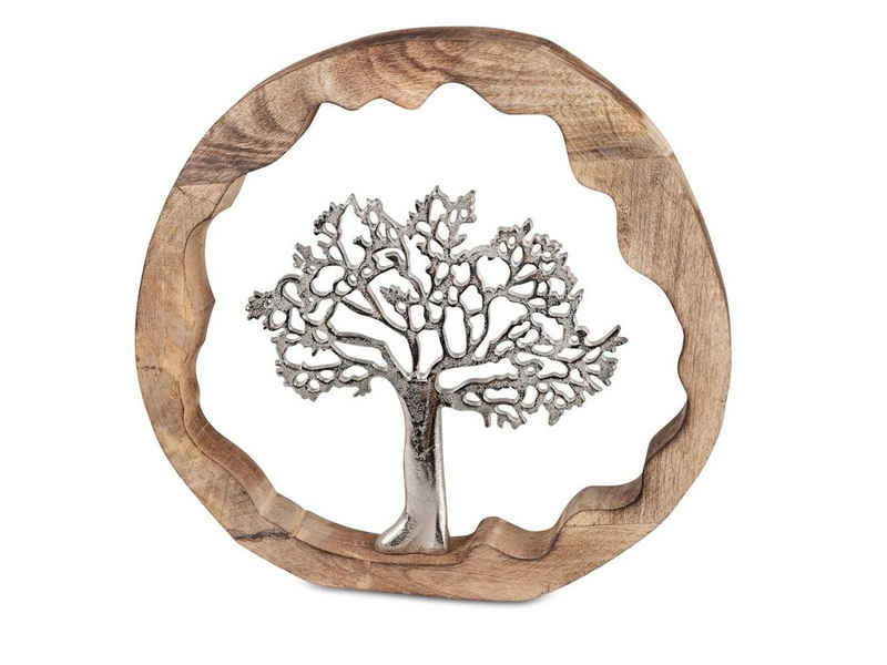 formano Dekofigur Deko Lebensbaum aus Alu Mango Holz zum stellen 40 cm Tischdeko