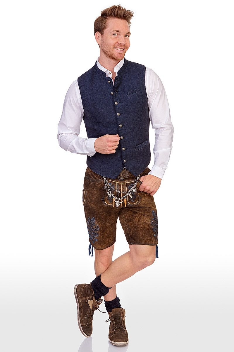 Trachtenlederhose Lederhose Herren kurz - PRESLEY - taiga
