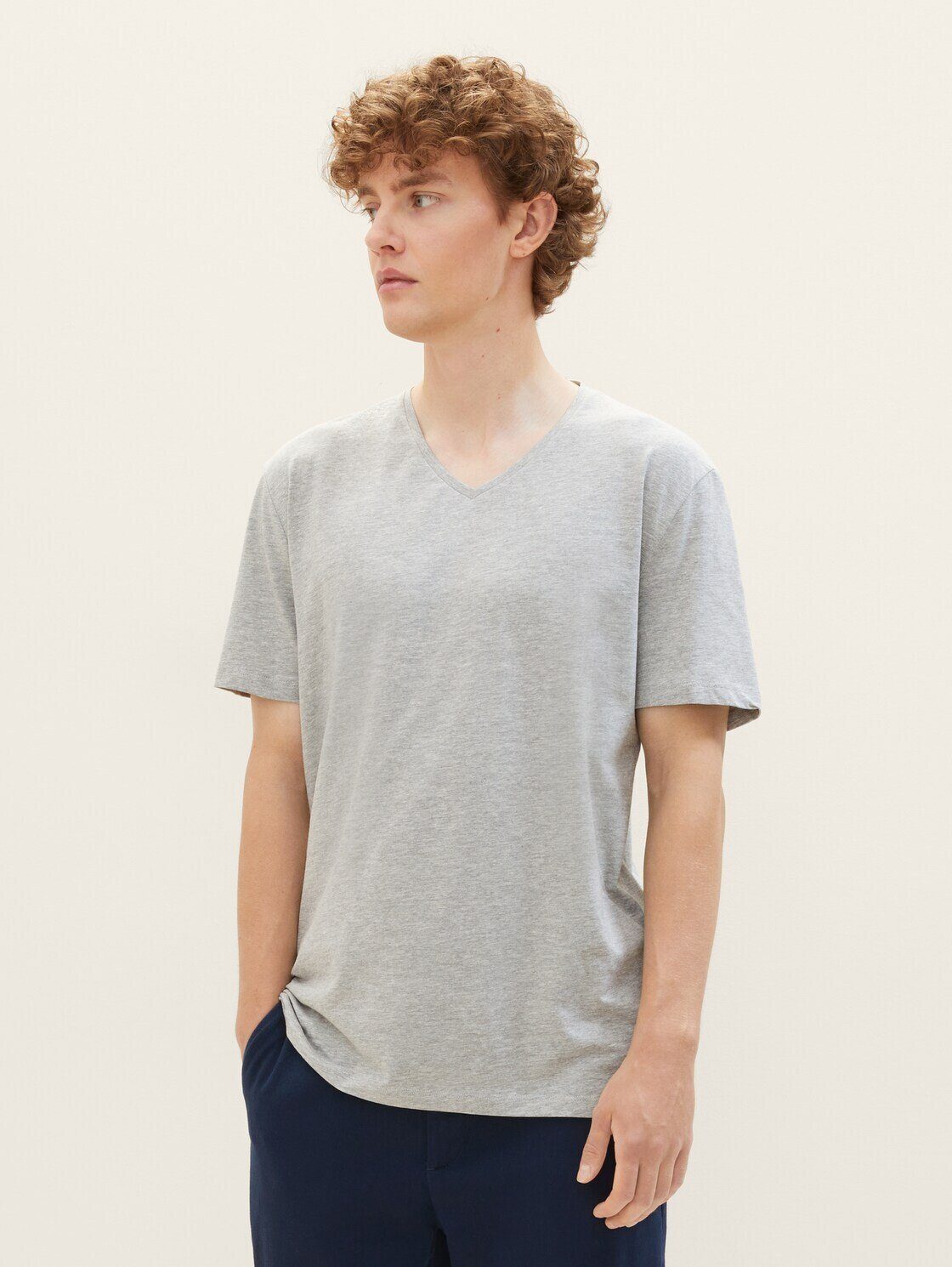 TOM TAILOR Denim T-Shirt T-Shirt im Doppelpack mit Viskose (im Doppelpack) Middle Grey Melange