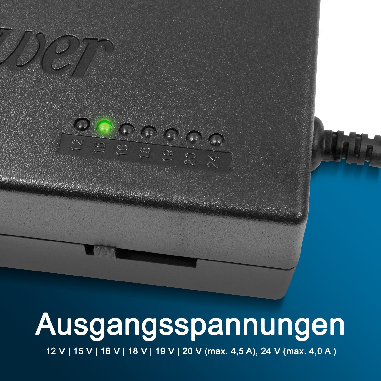 EAXUS Eaxus Universal Laptopladekabel Netzteil 96 Watt Laptop-Ladegerät (12V - 24V Einstellbare Spannung, 10 Adapter zum Aufstecken) – Bild 5 von 5