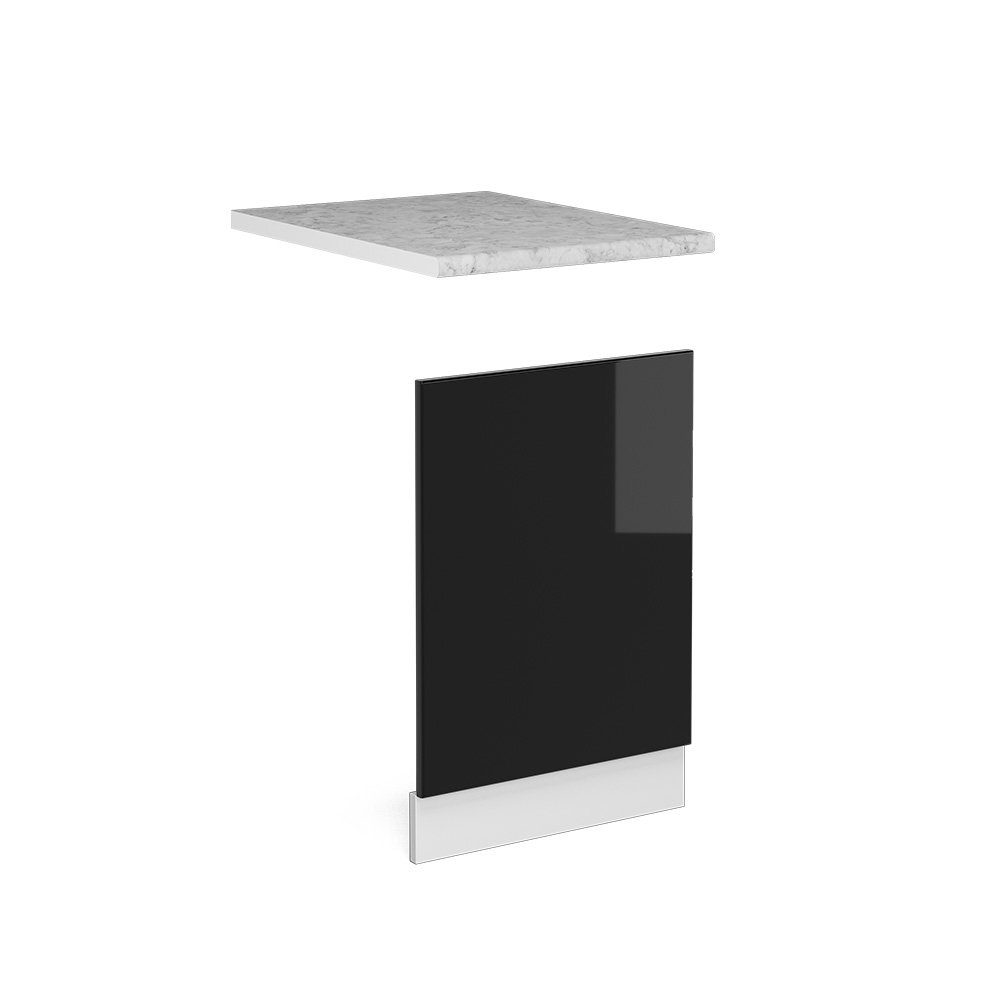 Vicco Frontblende R-Line, Schwarz Hochglanz/Weiß, 45 cm, AP Marmor (1 St)