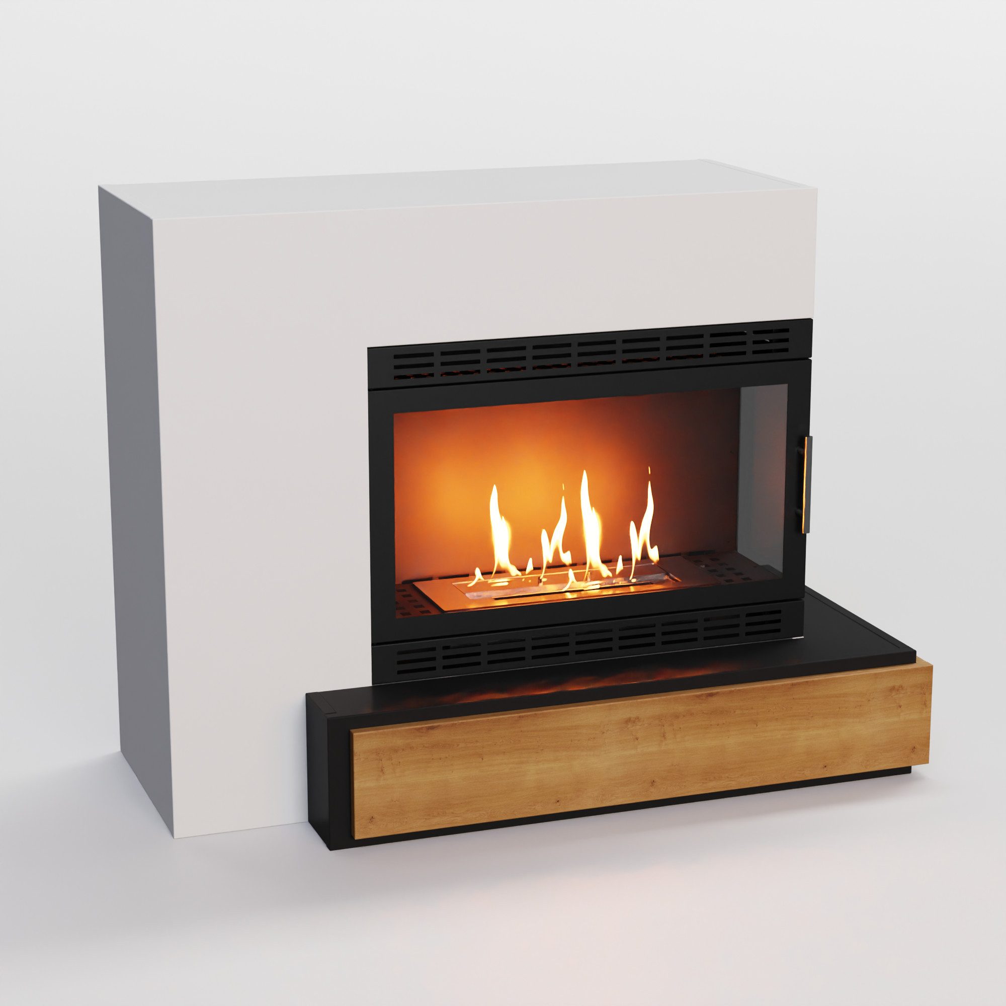 GLOW FIRE Echtfeuer-Dekokamin Narvik XL Vision Ethanol Kamin, Bioethanol Kamin mit 3h Brenndauer, Heizleistung bis 2KW
