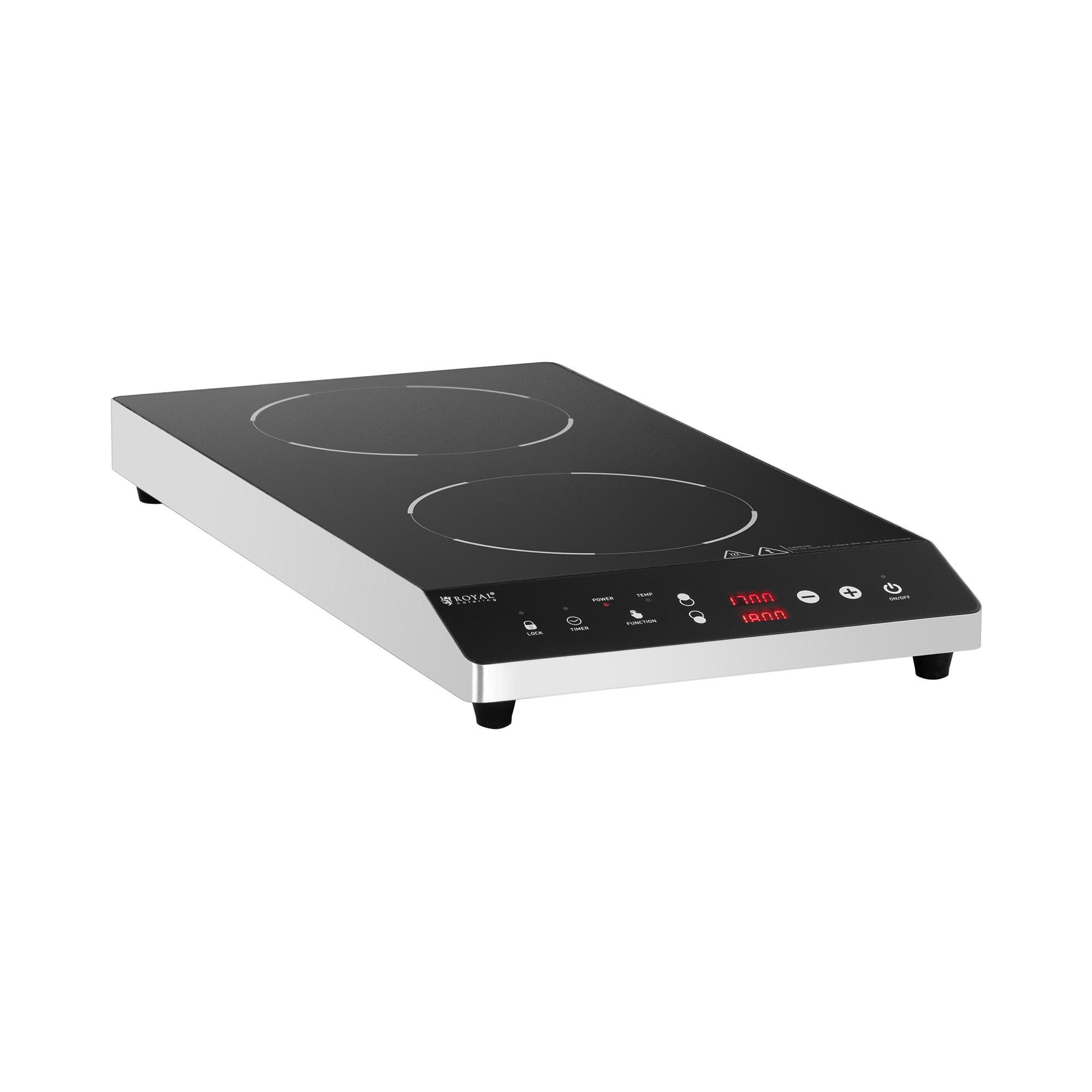 Royal Catering Induktions-Kochfeld RCIC-1800P6, Induktionsplatte Induktionskochplatte Induktionskocher 2 x ⌀ 22 cm