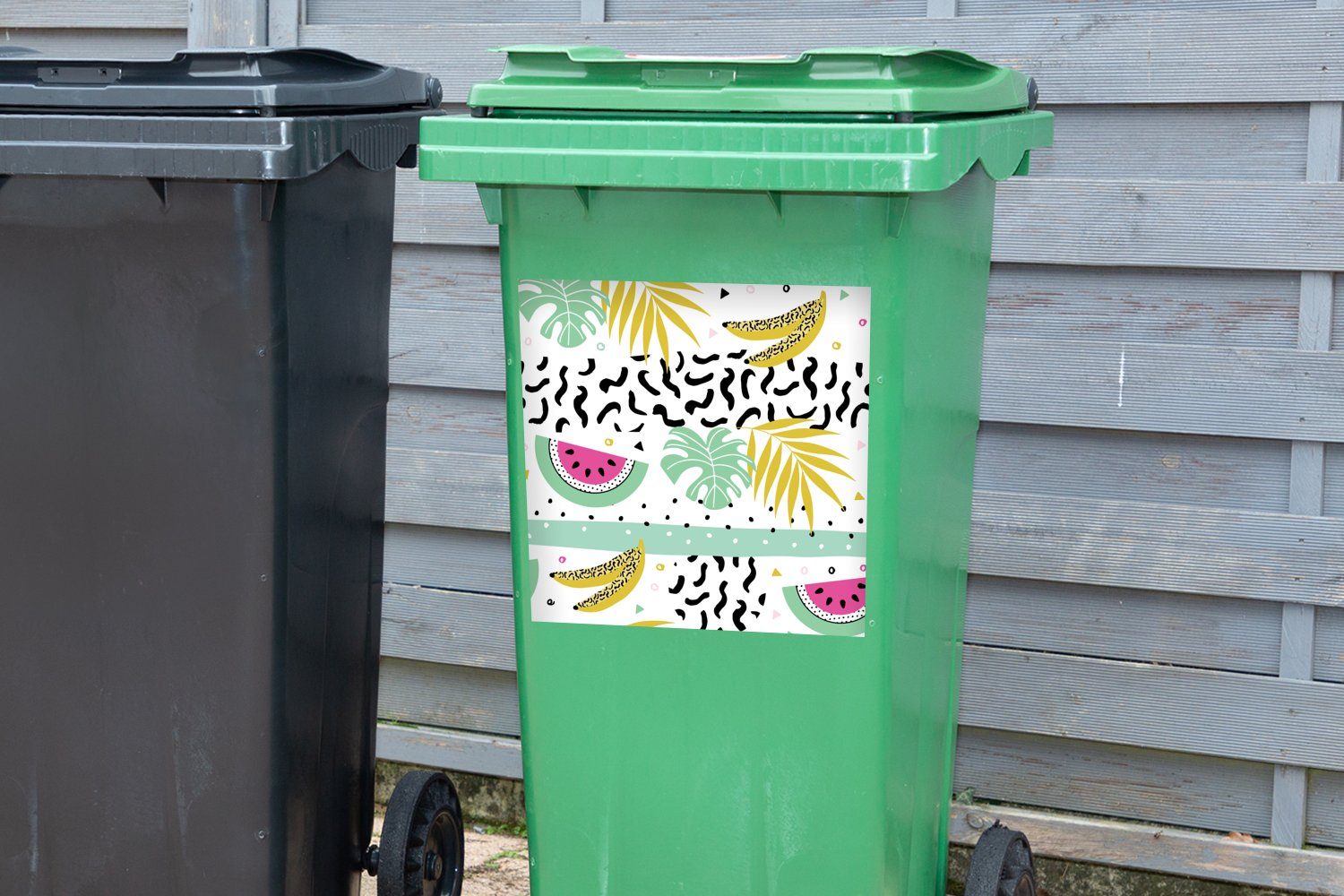 MuchoWow Mülltonne, Obst (1 St), Muster Wandsticker Mülleimer-aufkleber, Abfalbehälter Sticker, Container, - - Sommer