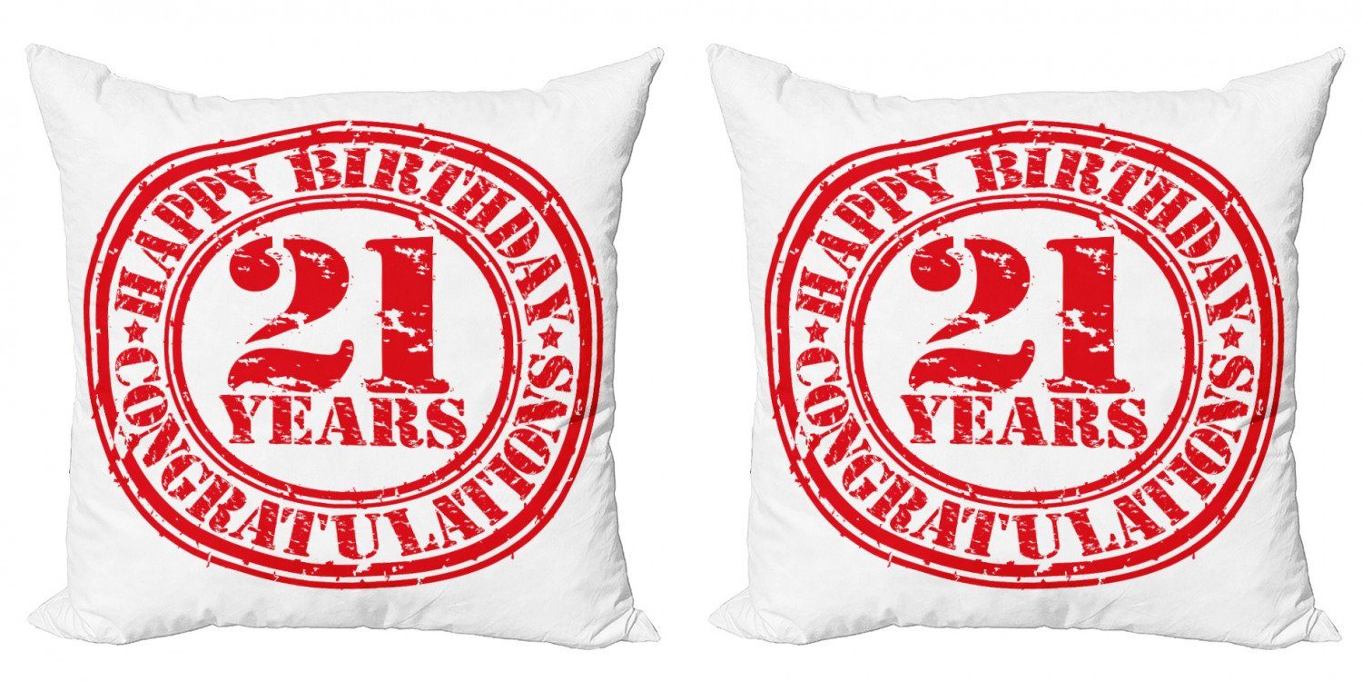 Kissenbezüge Modern Accent Doppelseitiger Digitaldruck, Abakuhaus (2 Stück), rot-Weiss Alles Gute zum Geburtstag