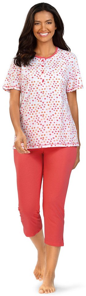 comtessa Schlafanzug Summer Whisper (Set, 2 tlg., 2-teilig) Damen Pyjama 2-teilig 7/8 Hose geknöpft Baumwolle große Größen