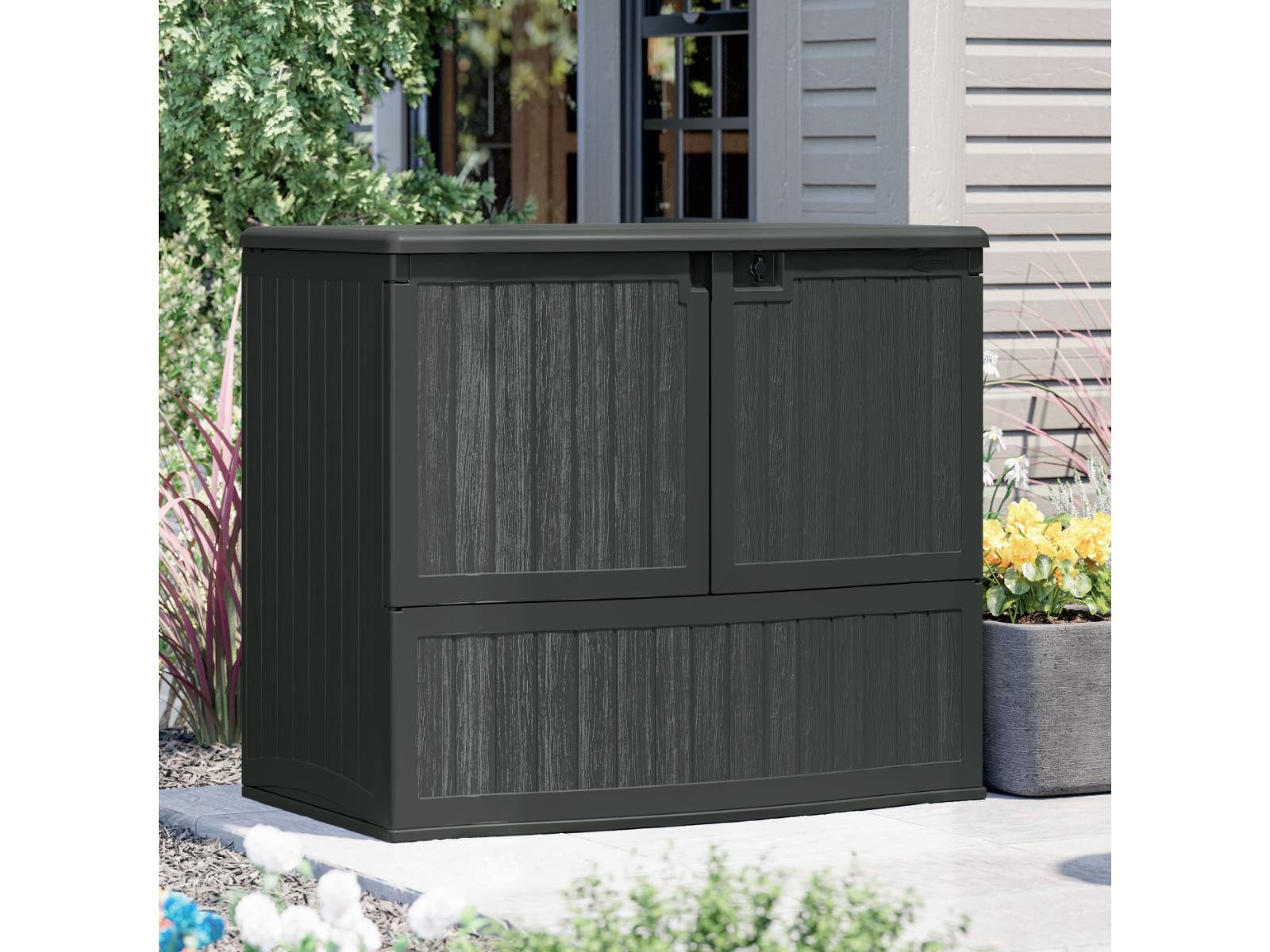 Suncast® Garten-Geräteschrank Gartenschrank 738 L Bar-Höhe mit Arbeitsfläche und Camlock anthrazit