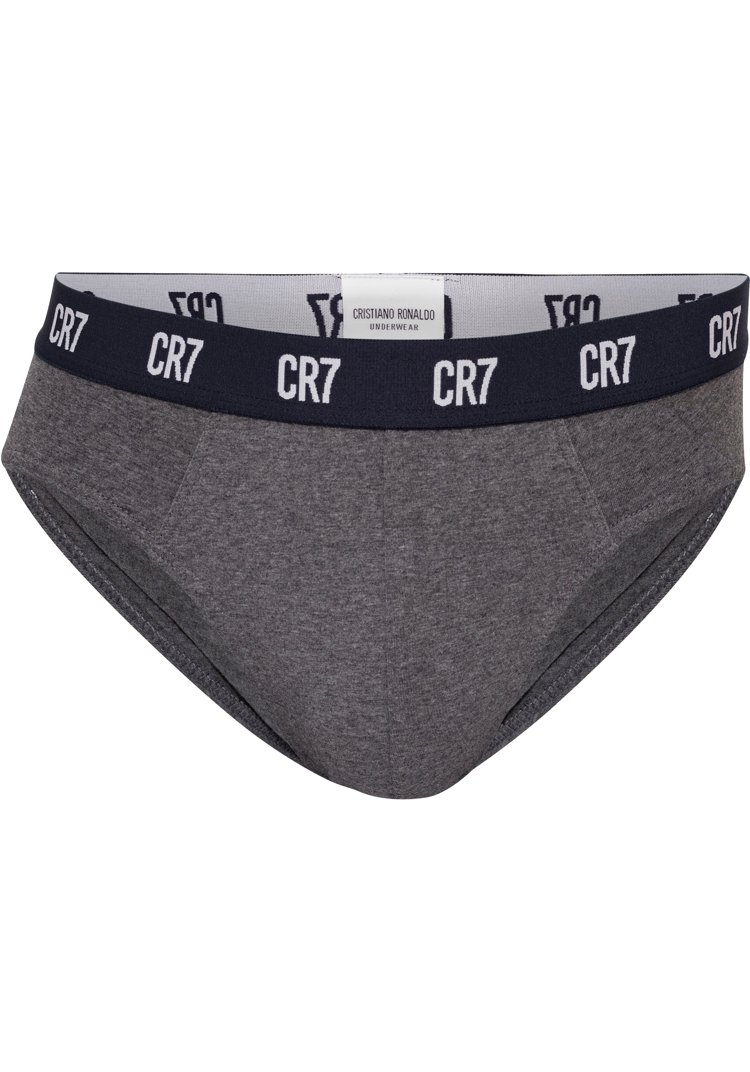 CR7 Slip (3-St., navy/grey/white mit 3er-Pack) Bündchen breitem