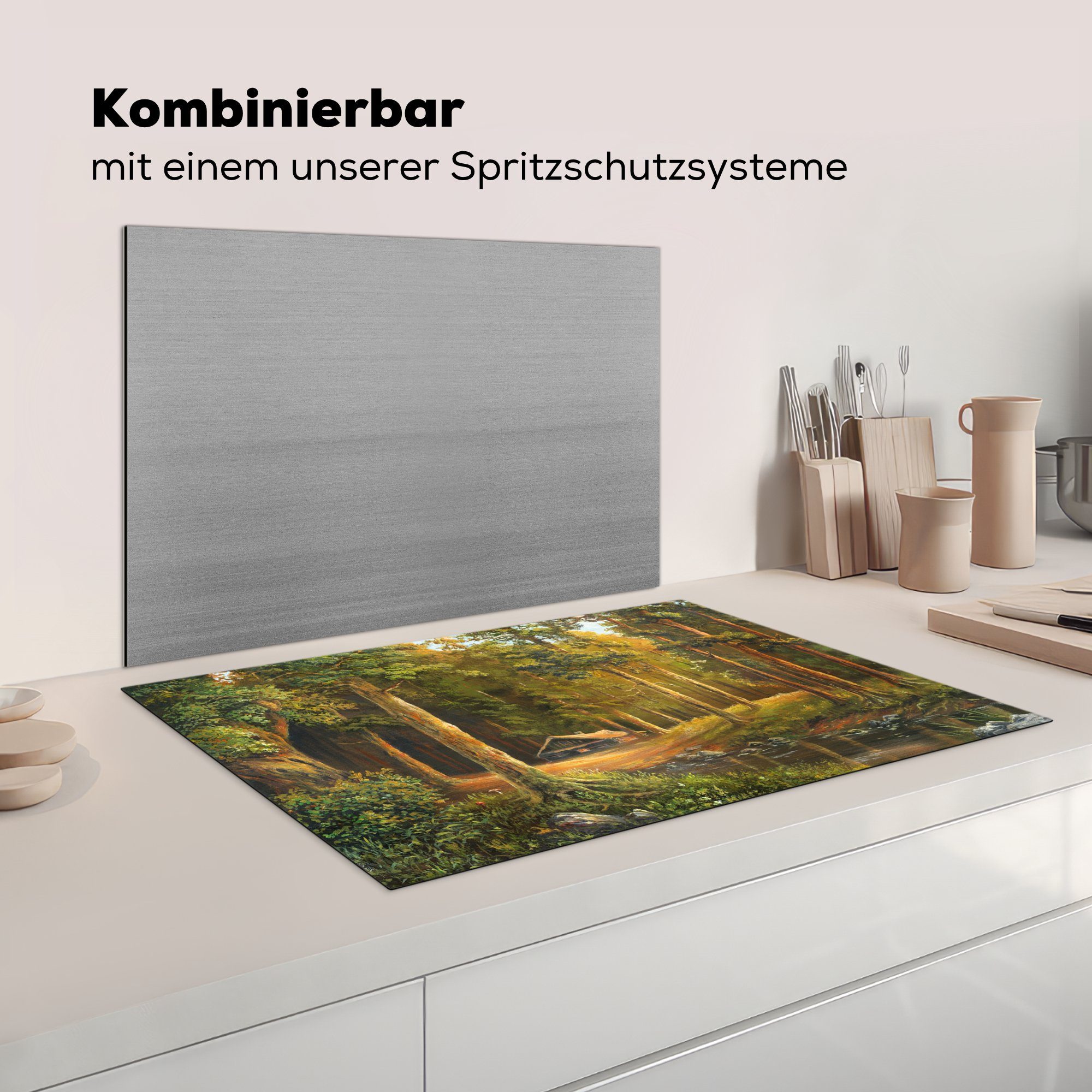 (1 cm, Induktionskochfeld für küche, Haus Herdblende-/Abdeckplatte Schutz Wasser, - Vinyl, tlg), 81x52 Ceranfeldabdeckung MuchoWow die - Märchenwald