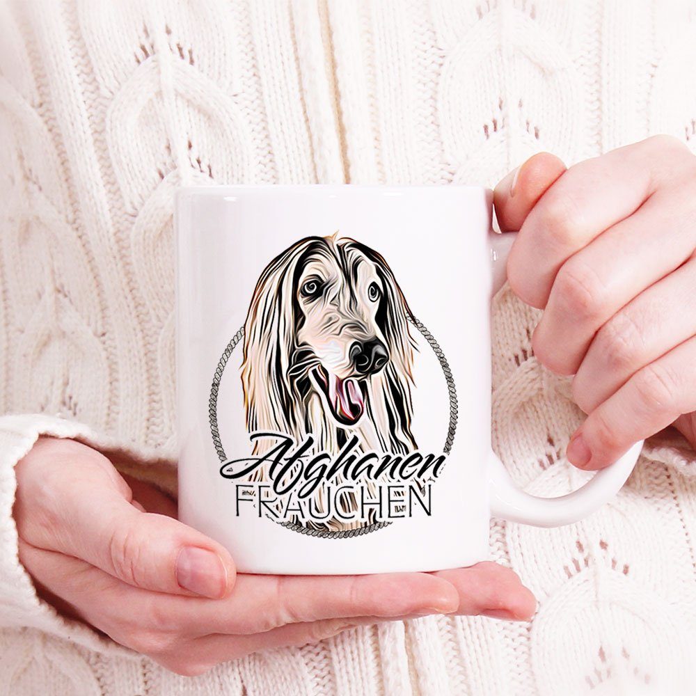- Cadouri Kaffeetasse beidseitig ml Tasse Hunderasse, 330 handgefertigt, bedruckt, mit Geschenk, Keramik, für FRAUCHEN Hundefreunde, AFGHANEN