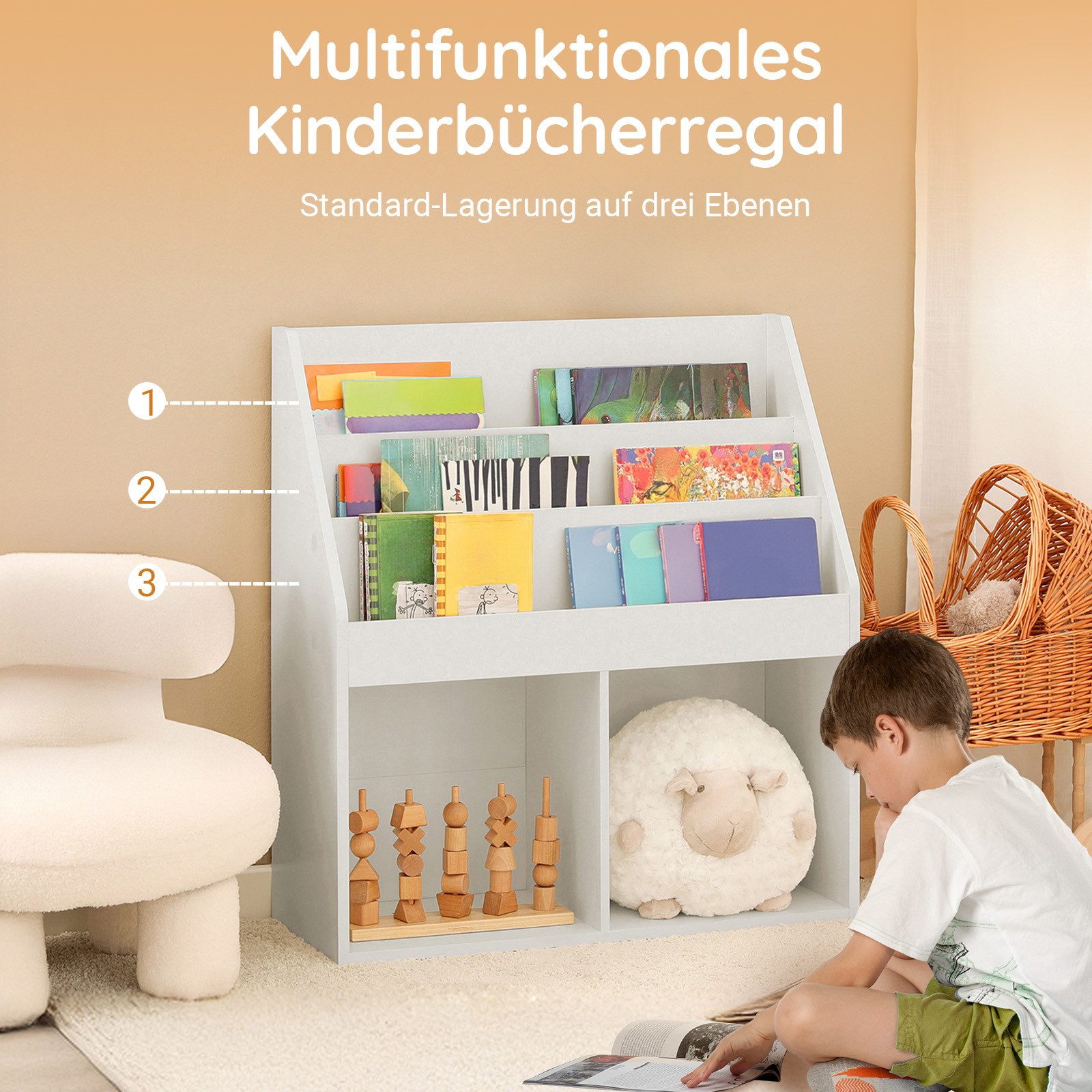SoBuy Bücherregal KMB01, Spielzeugregal Spielzeugtruhe Standregal günstig online kaufen