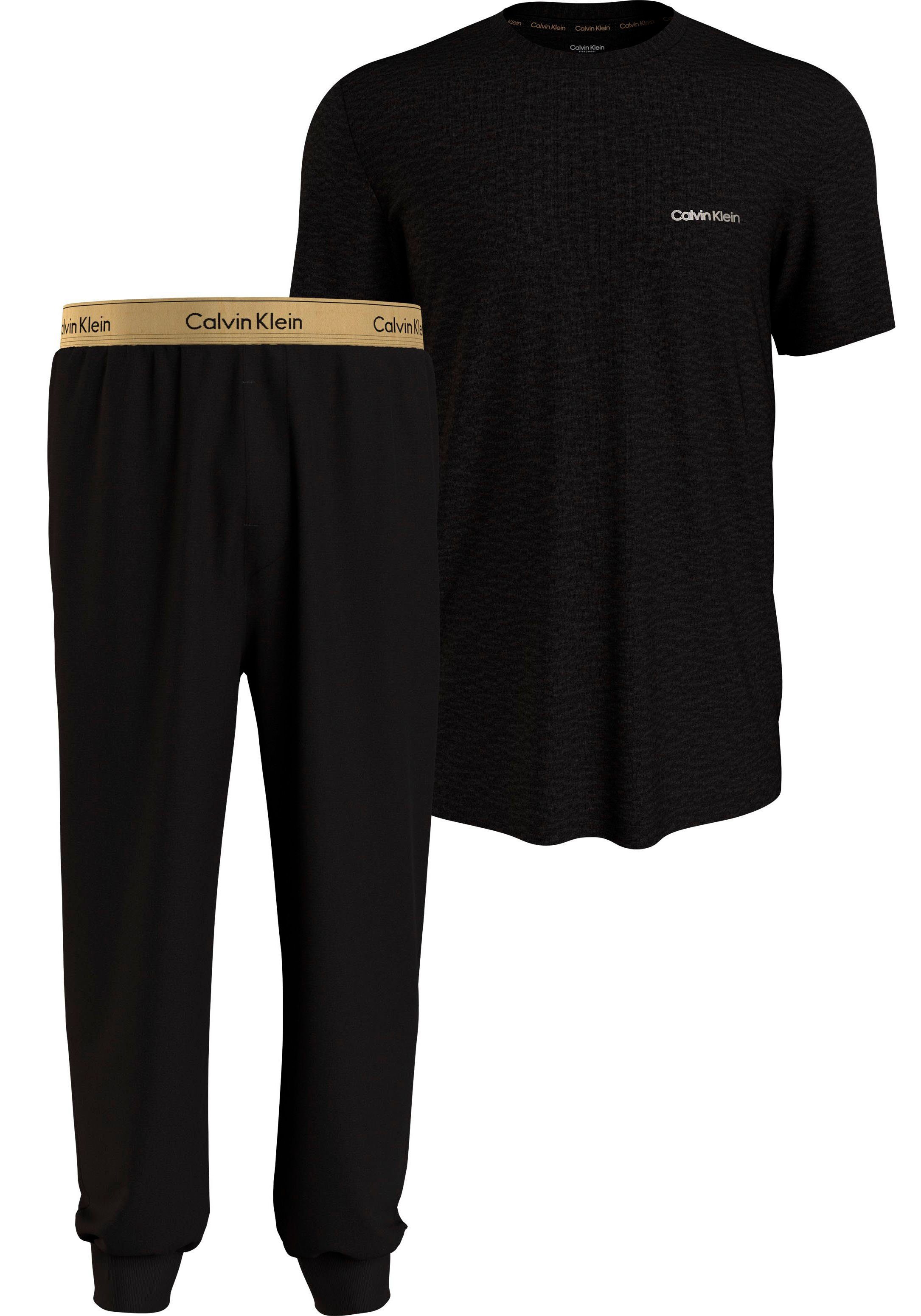 Calvin Klein tlg) mit schmalem Underwear S/S JOGGER Schlafanzug (2 SET Bein