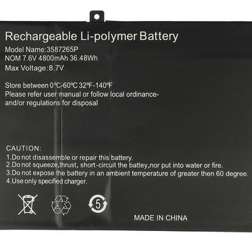 vhbw kompatibel mit Jumper Ezbook 3 Pro Laptop-Akku Li-Polymer 4800 mAh (7,6 V)