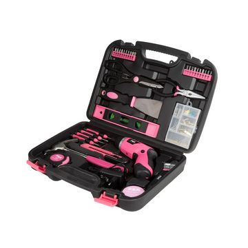 P & K Werkzeugset »135 Teiliges Werkzeugset Werkzeugkoffer in Pink Design«, (135-St)