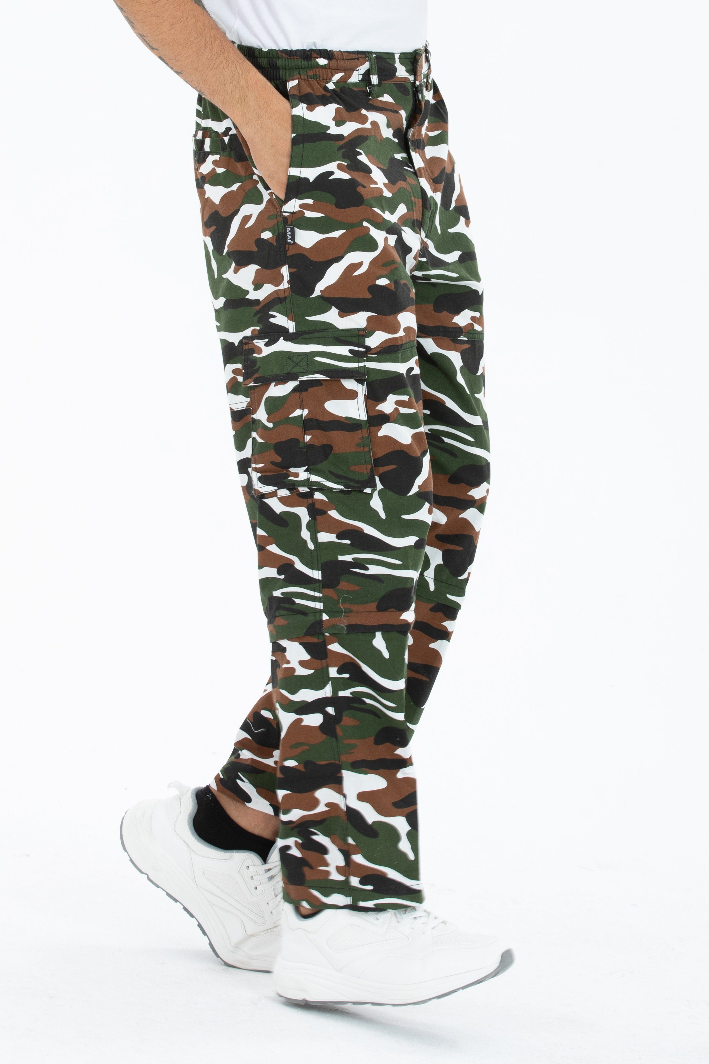 Kendindza Collection Cargohose Zipp Off Cargohose Dehnbund Arbeitshose Feldhose Bundeswehr Cargo Hose elastischer Gummibund Tarnhose Bundhose Camouflage – Bild 3 von 5