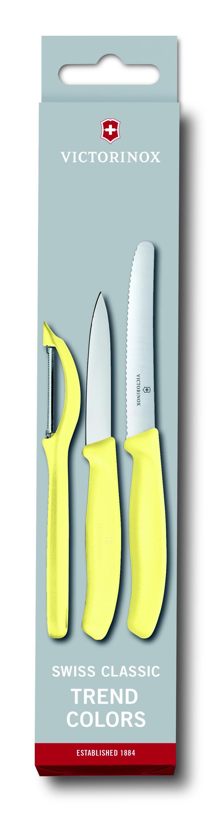 Victorinox Taschenmesser hellgelb Classic Swiss mit 2021 SE Universalschäler 2pcs Gemüsemesser-Set