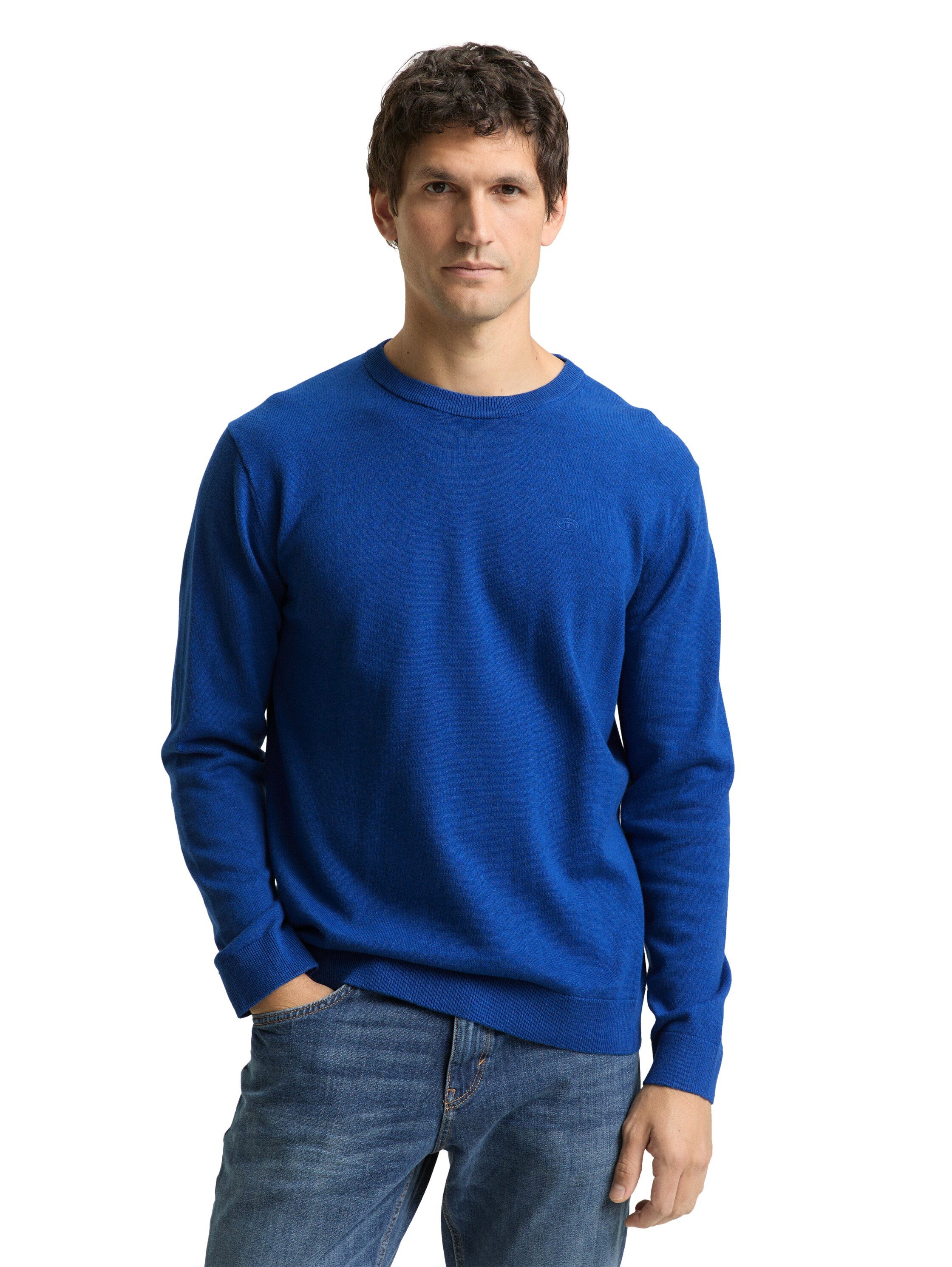 TOM TAILOR Rundhalspullover mit Logostickerei günstig online kaufen