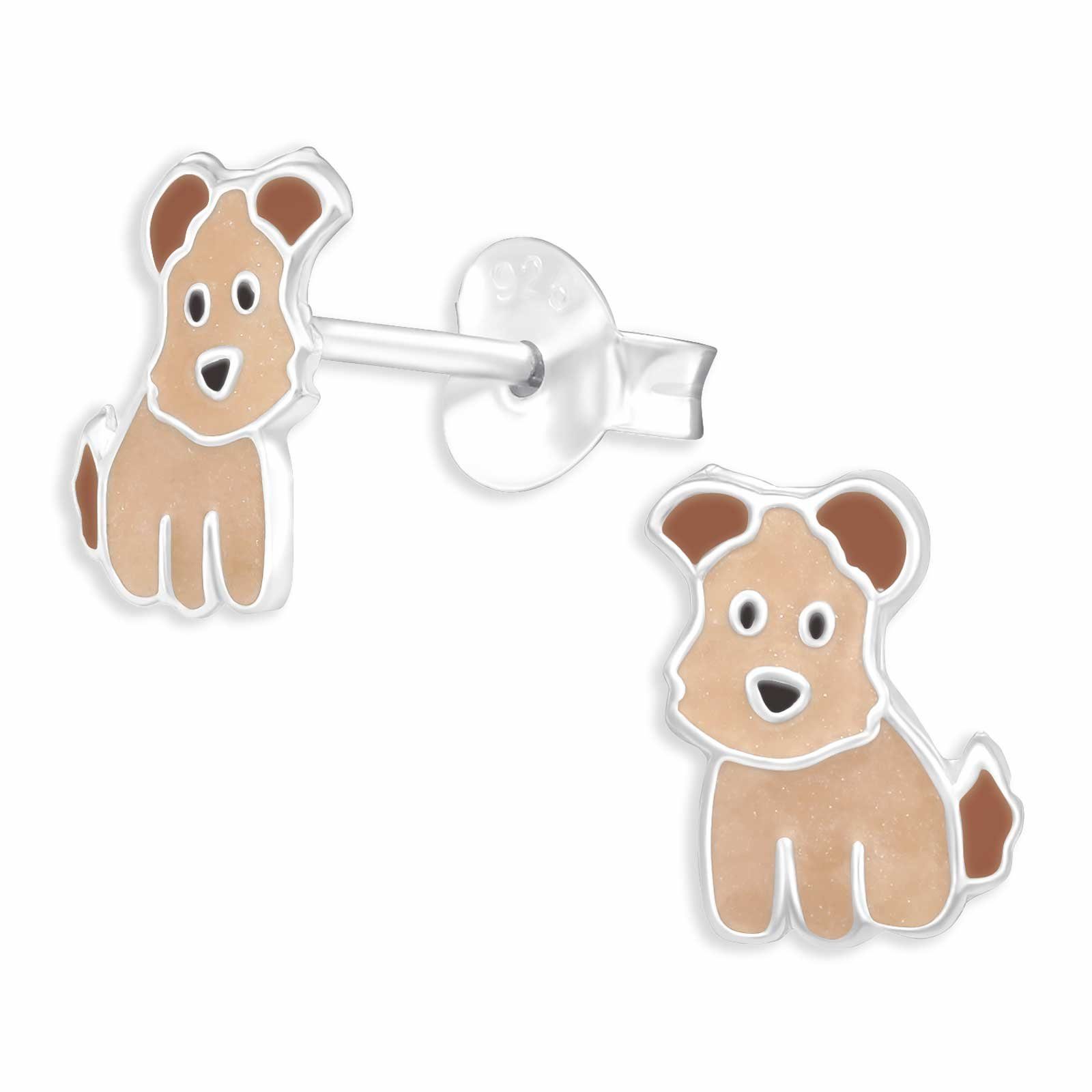 Monkimau Paar Ohrstecker Terrier Ohrstecker Hunde Silber (Packung) Ohrringe Schmuck