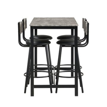 Fangqi Säulen-Esstisch Esszimmer-Set Quadratischer Esstisch 1 Tisch 4 Stühle Metallbeine (set, 5-teiliges Set, 4 Stühle, 1 quadratischer Tisch)