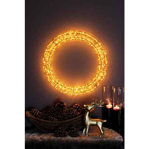Arnusa LED Dekolicht Kranz Leuchtkranz bernsteinfarben Weihnachtsbeleuchtung, EIN und AUS, LED fest integriert, bernstein, Türkranz Weihnachtsdekoration