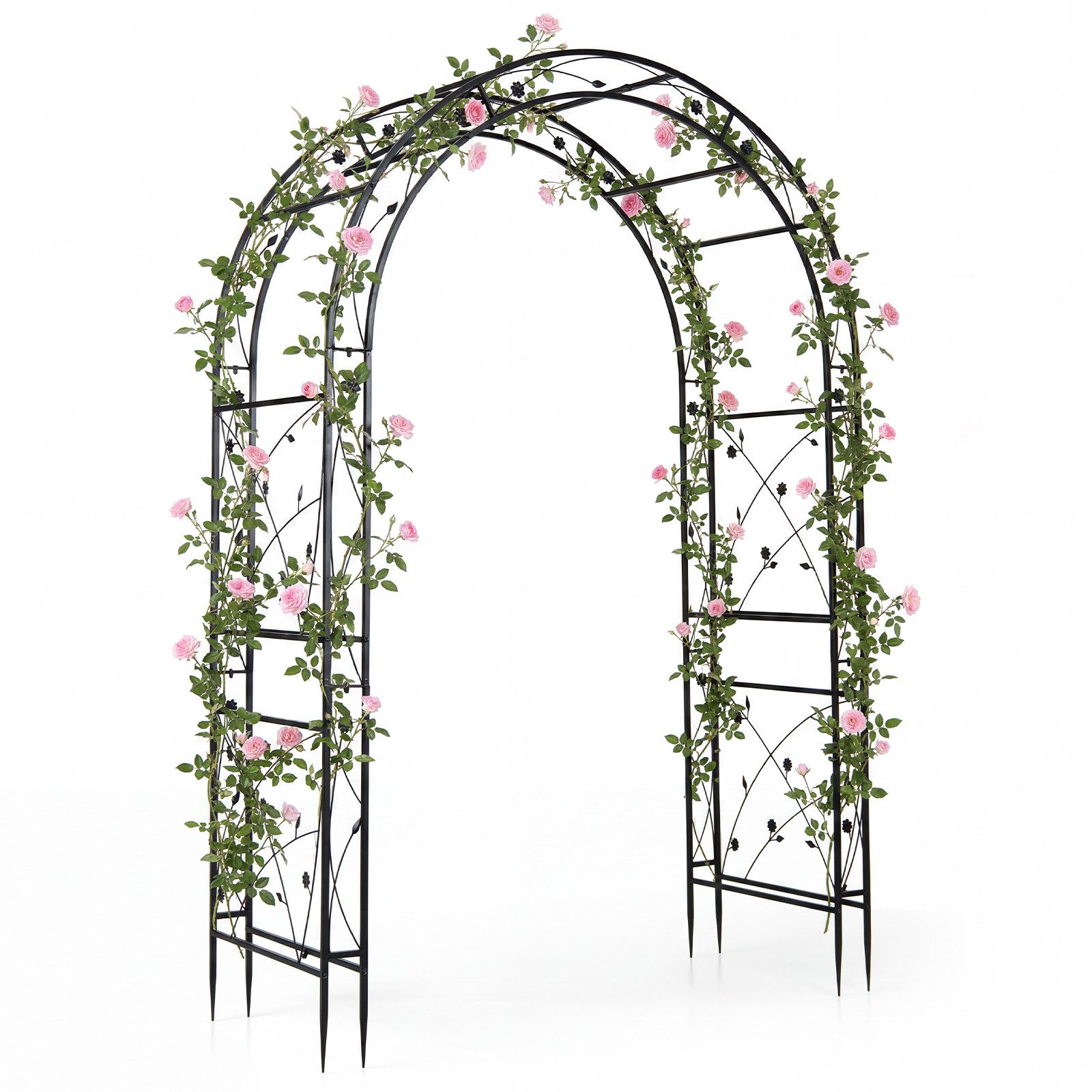 COSTWAY Rosenbogen, Gartenbogen aus Metall stabil, rankbogen cortenstahl