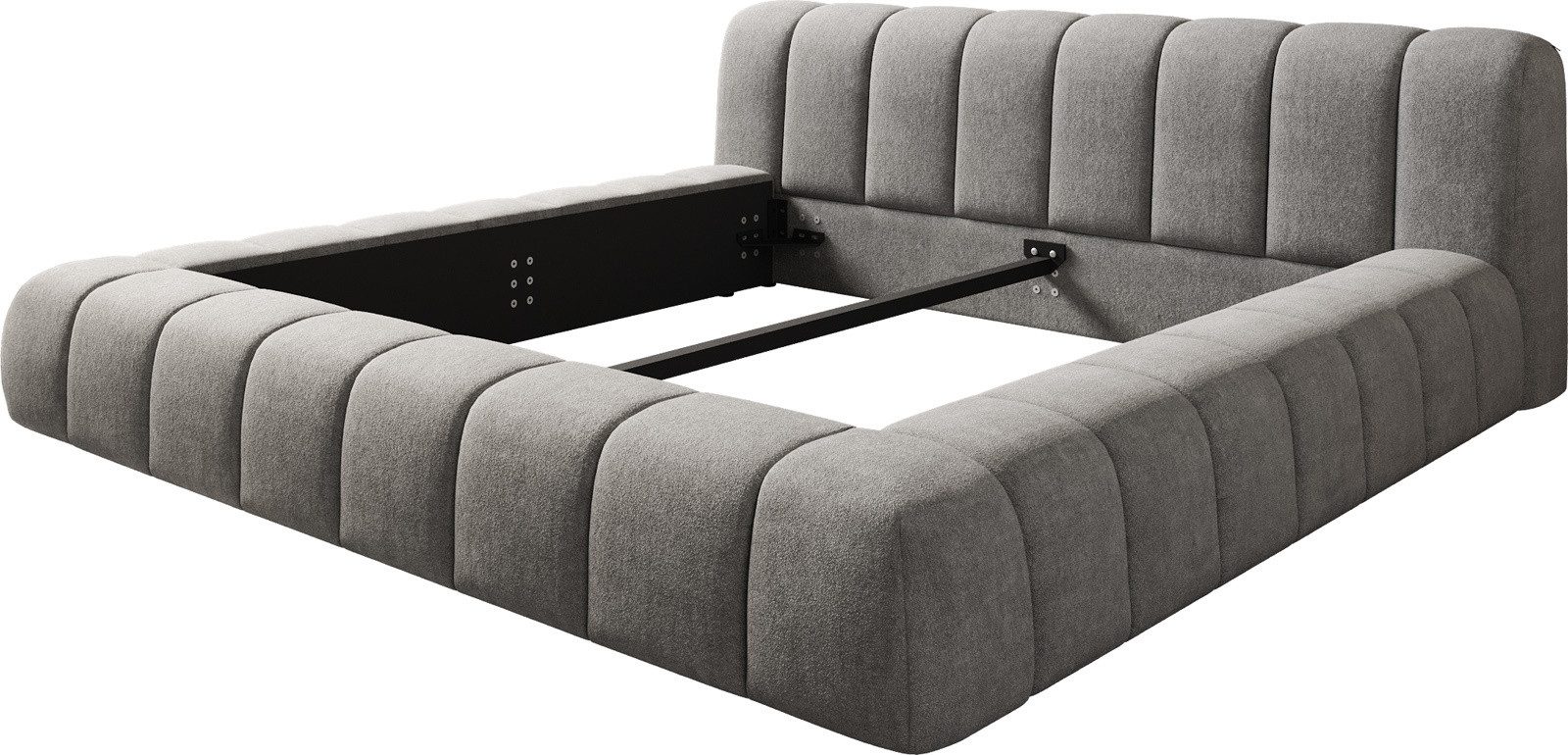 DELIFE Polsterbett Cutio, Strukturstoff Soft Grau 180x200 cm