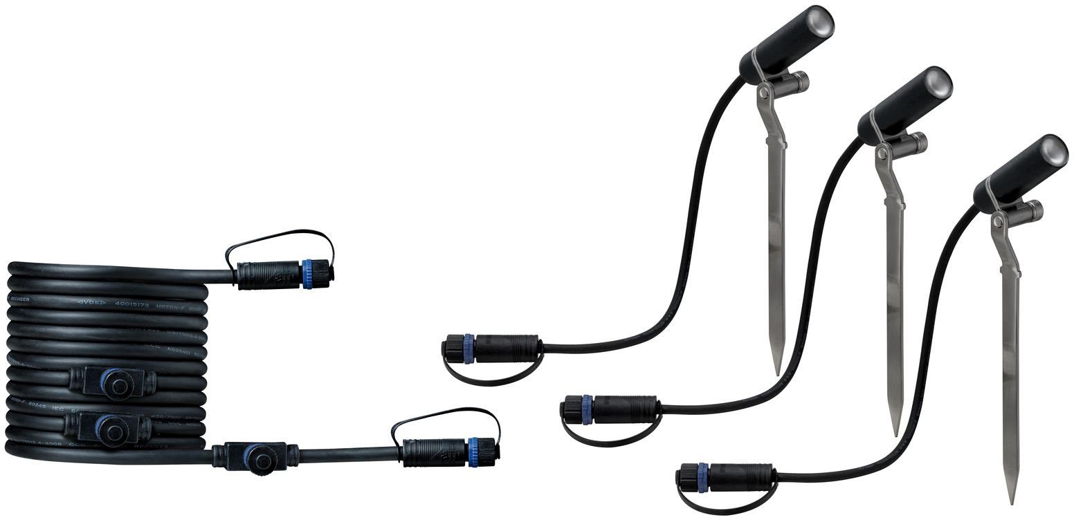 Paulmann LED Gartenstrahler Plug & Shine, Plug & Shine, LED fest integriert, Warmweiß, LED-Modul, 3000K, 3er Set