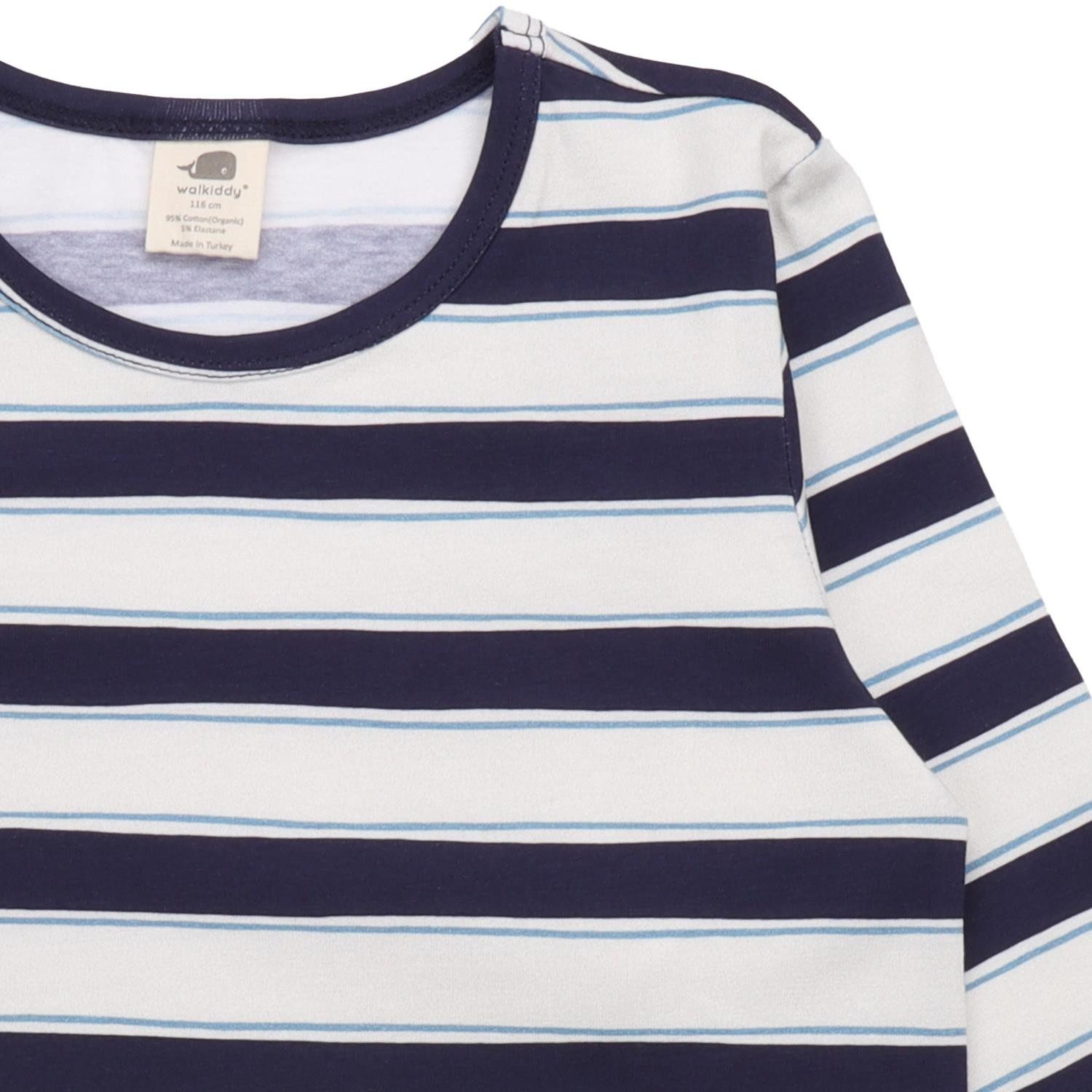 Walkiddy Langarmshirt Walkiddy mit Blau Streifen aus Bio Baumwolle Bio Baumwolle,GOTS,Kinderbekleidung,nachhaltige Klamotten,Langarm