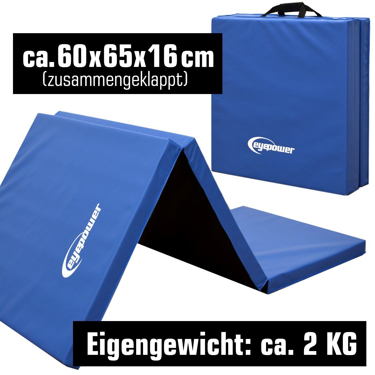 eyepower Fitnessmatte XL Gymnastikmatte 190x60x5cm - Turnmatte, Faltbare Robust extra