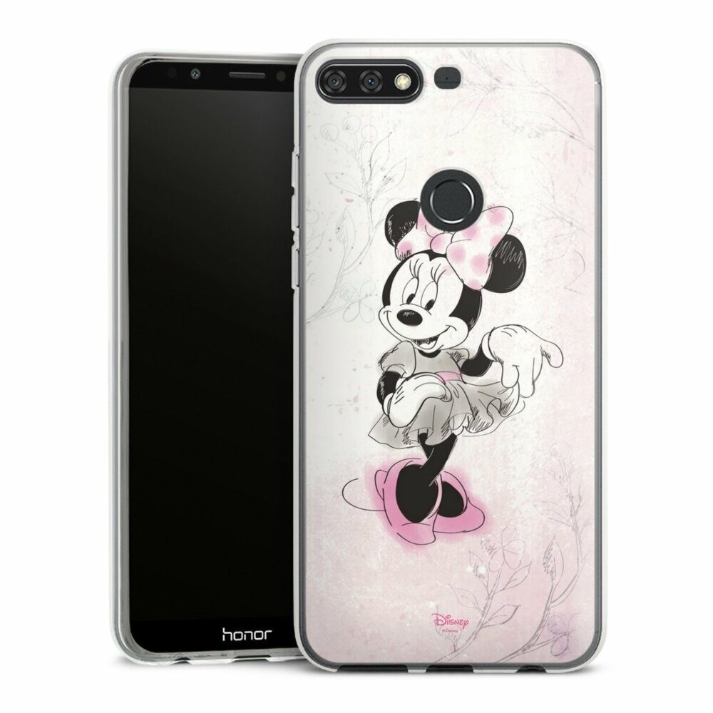 DeinDesign Handyhülle Minnie Mouse Disney Vintage Minnie Watercolor, Huawei Y7 (2018) Silikon Hülle Bumper Case Handy Schutzhülle