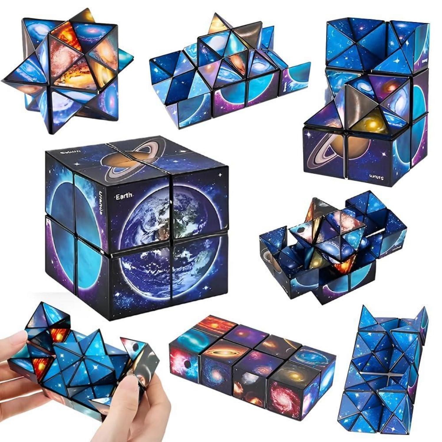 LuxusKollektion Würfelpuzzle Zauberwürfel Sternenhimmel Cube 2in1 Fidget Spielzeug, Puzzleteile