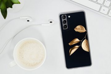 MuchoWow Handyhülle Blätter - Zweig - Gold - Luxus, Phone Case, Handyhülle Samsung Galaxy S21, Silikon, Schutzhülle