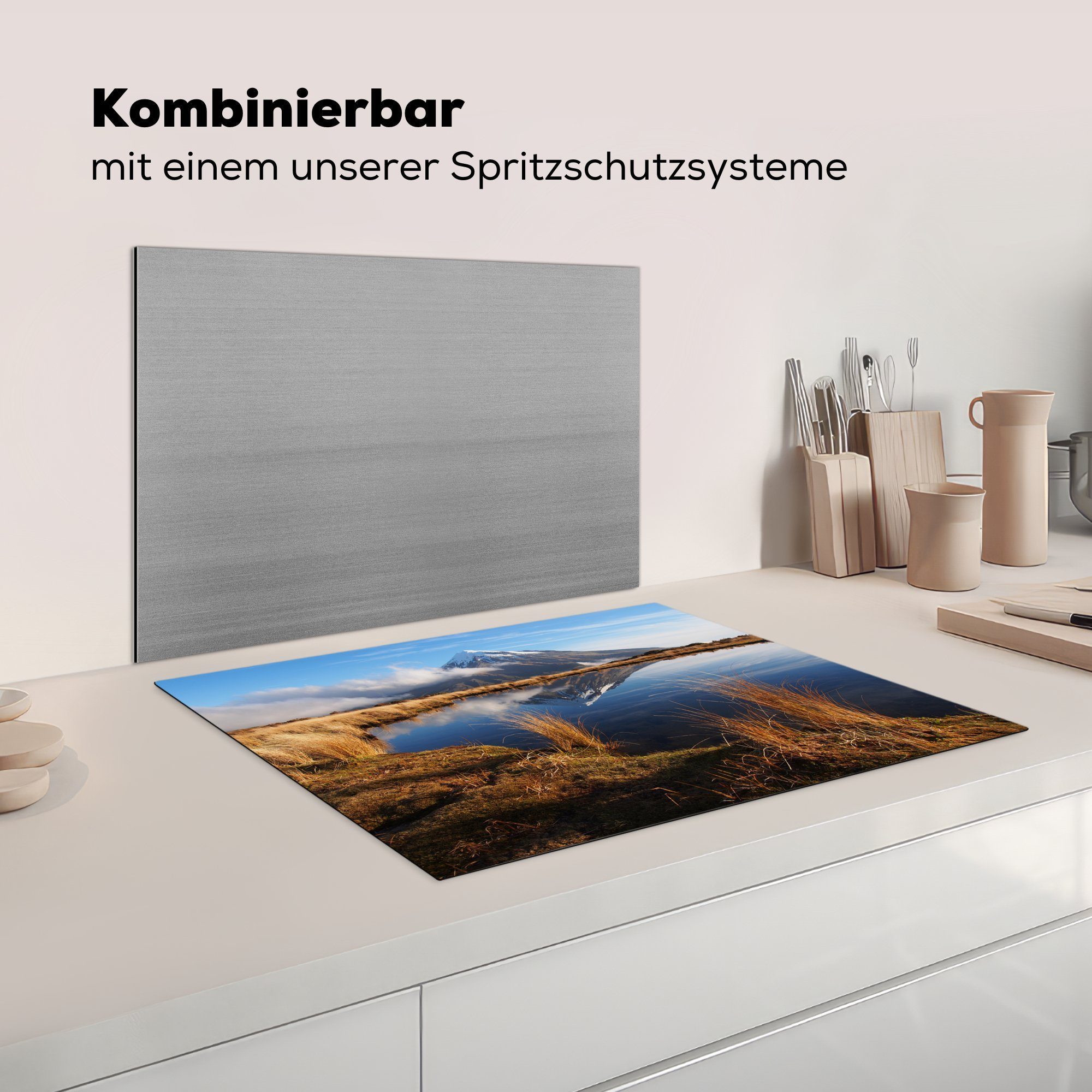 Park (1 Schutz küche, für Ozeanien, Egmont in eines die Induktionskochfeld Ceranfeldabdeckung tlg), Herdblende-/Abdeckplatte im 71x52 MuchoWow Nahaufnahme National Vinyl, cm, Sees