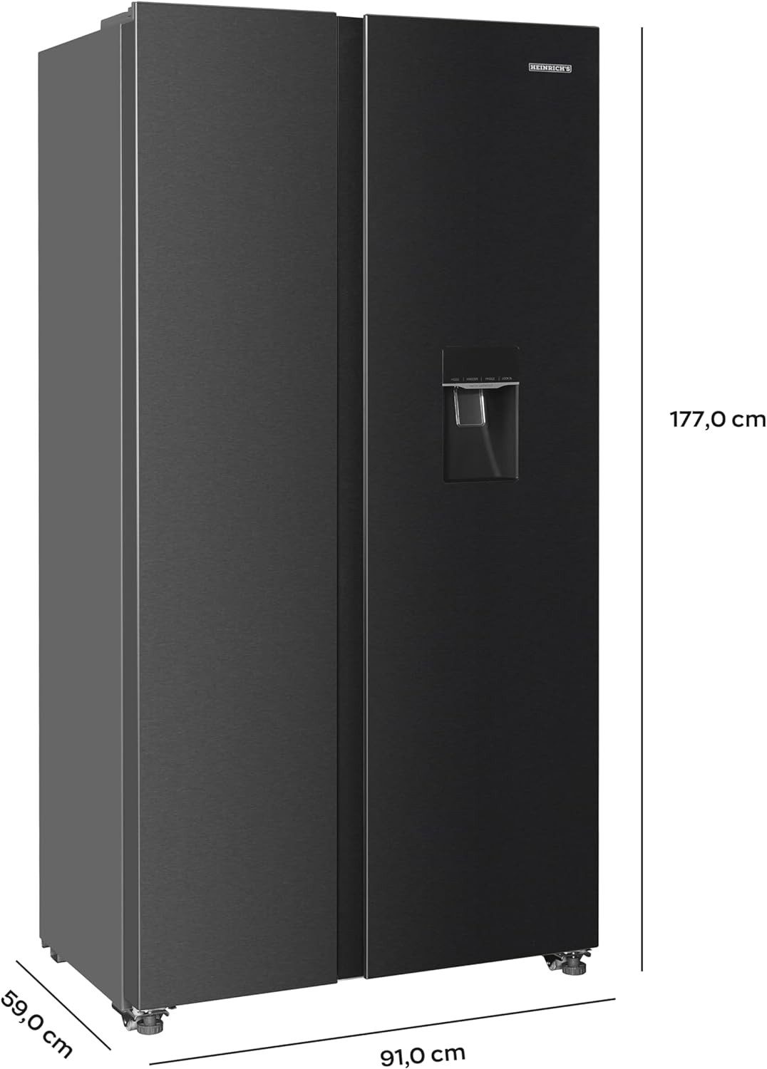 Heinrich´s Kühl-/Gefrierkombination HSBS 3098 SIX, 170 cm hoch, 91 cm breit, Side-by-Side Kühlschrank 439L Gesamtvolumen 151L Gefriervolumen