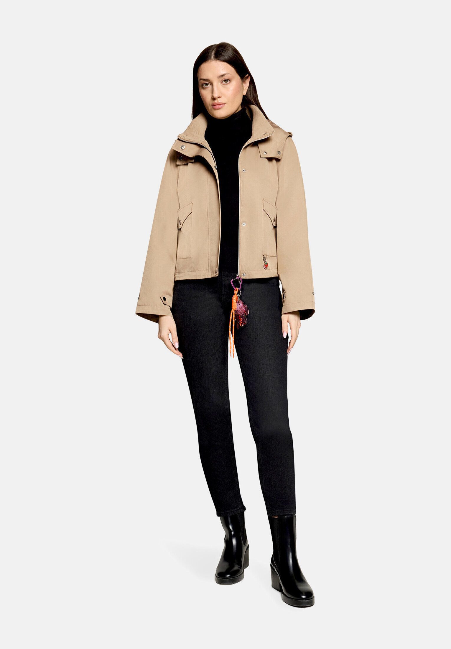 Cartoon Canvasjacke Damen mit aufgesetzten Taschen