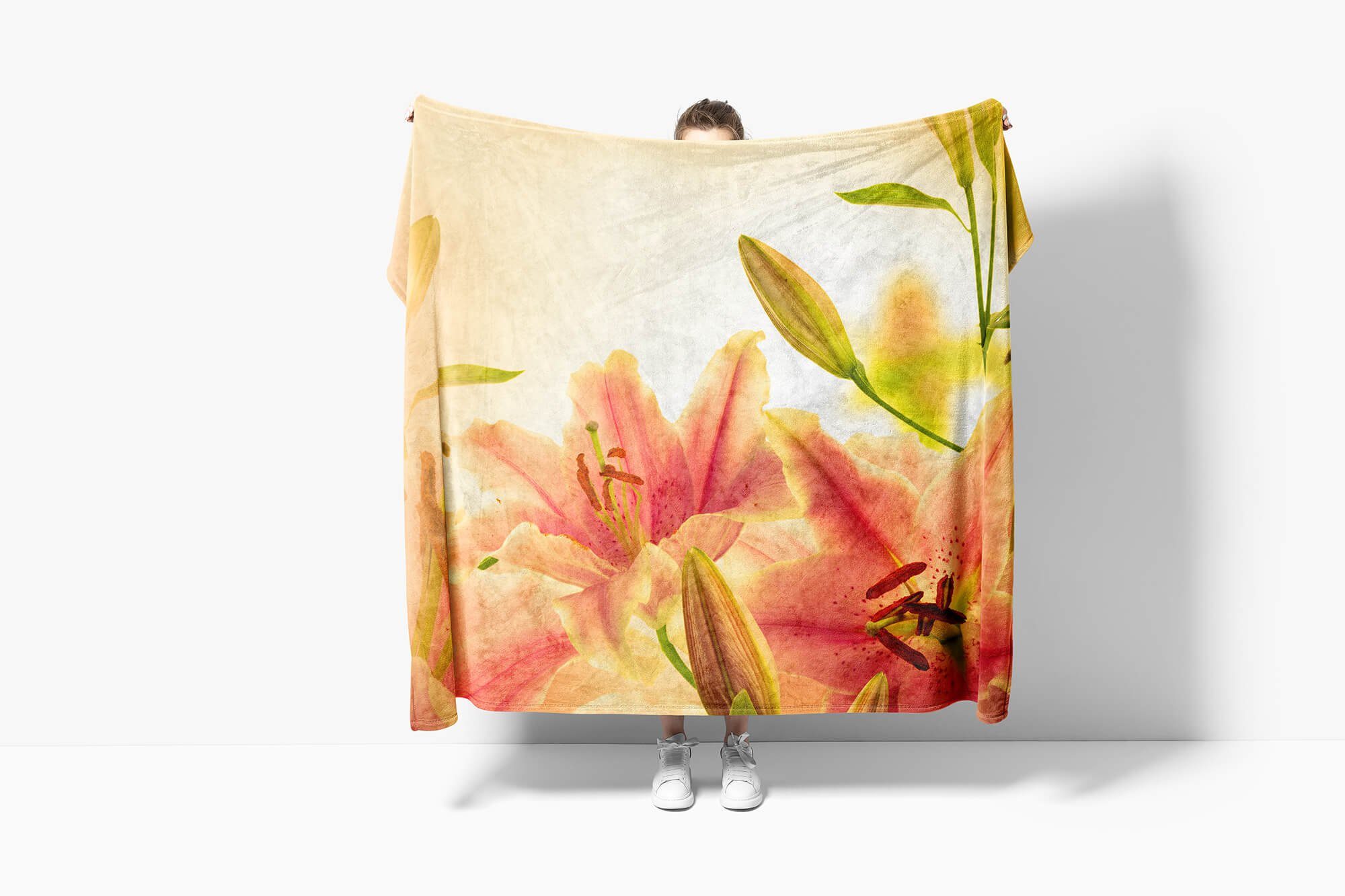 Sinus Art Handtücher Handtuch mit Saunatuch Kuscheldecke Strandhandtuch Handtuch (1-St), Blumen Baumwolle-Polyester-Mix Blüten Somm, Fotomotiv