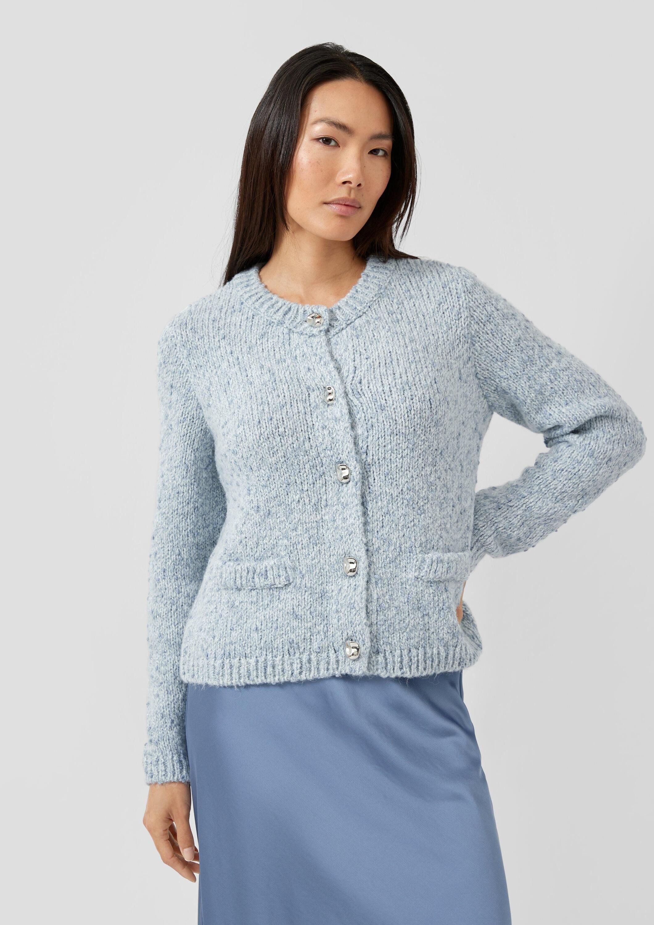 s.Oliver Cardigan Strickjacke Strickjacke aus Alpakamix mit angedeuteten Taschen