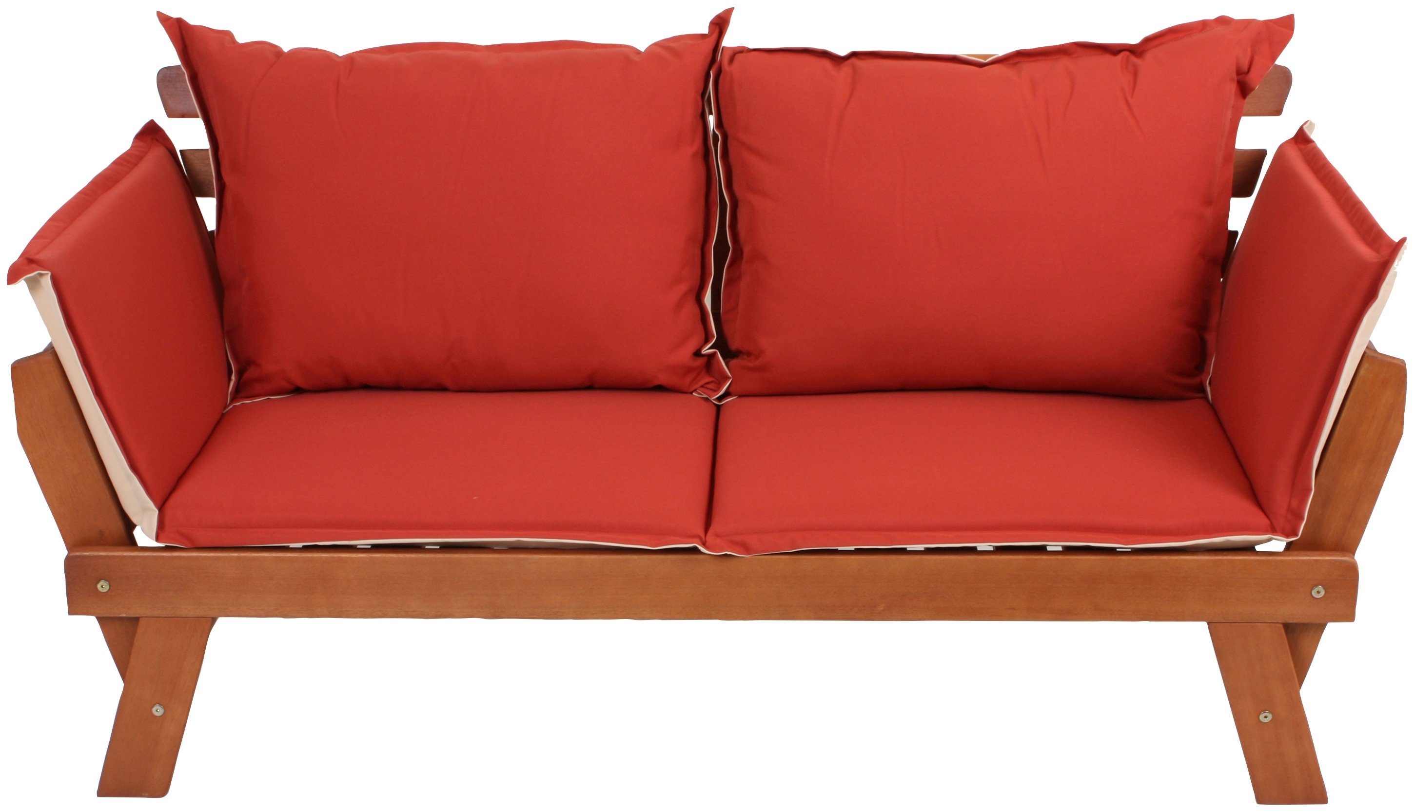 Garden Pleasure Gartenlounge-Bank FORTUNA, mit umklappbarer Armlehne und Wendekissen, BxTxH: 126x68x78 cm