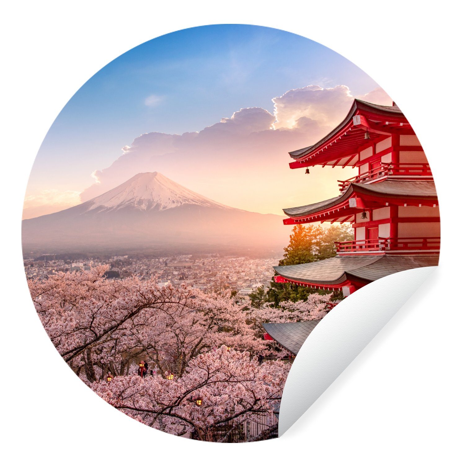 MuchoWow Wandsticker Pagode - Sakura - günstig online kaufen