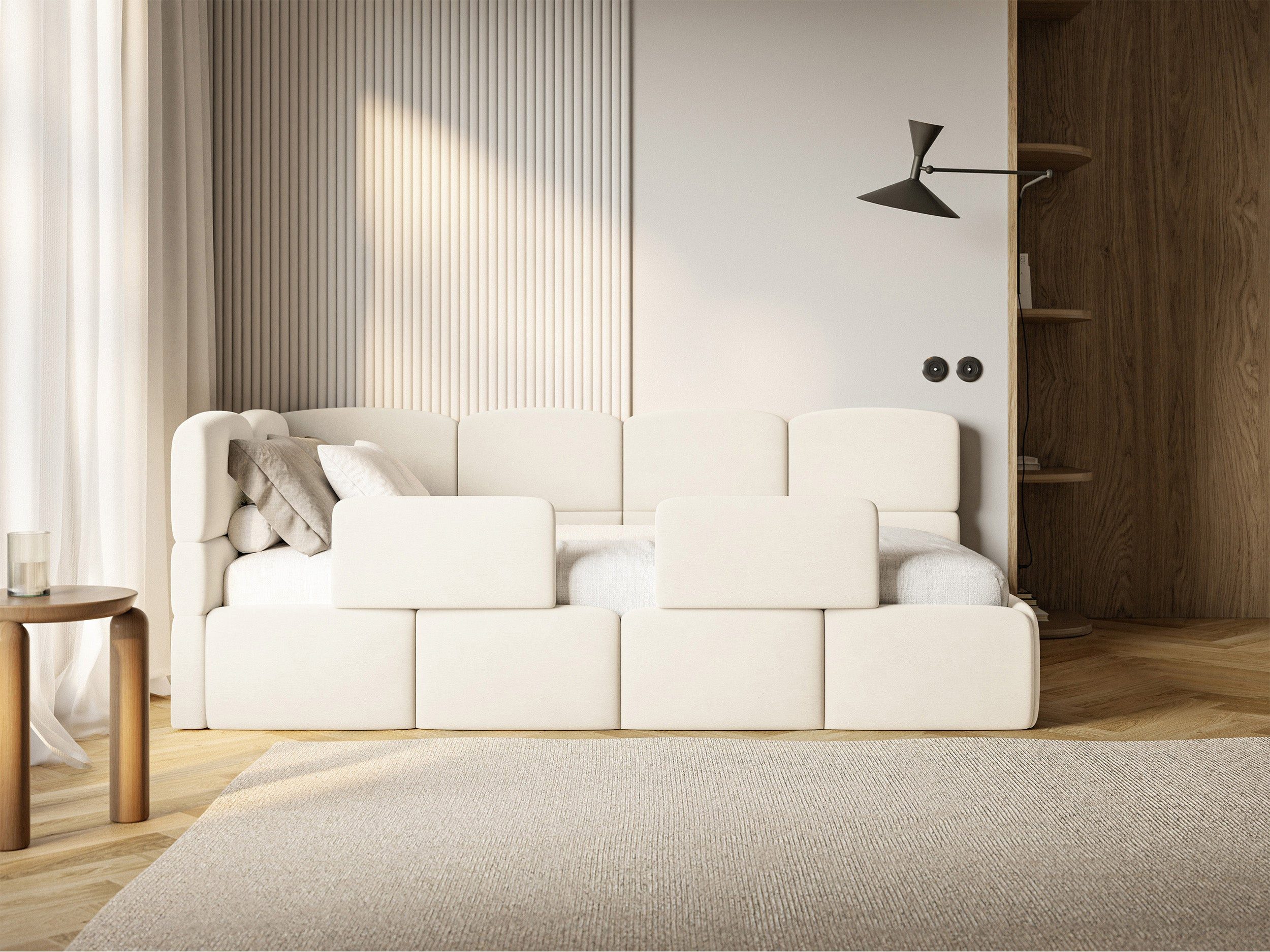 Selsey Kinderbett CLOUDY, Bettkasten, 2x Rausfallschutz, Easy-Clean-Velours, 120 x 200 cm