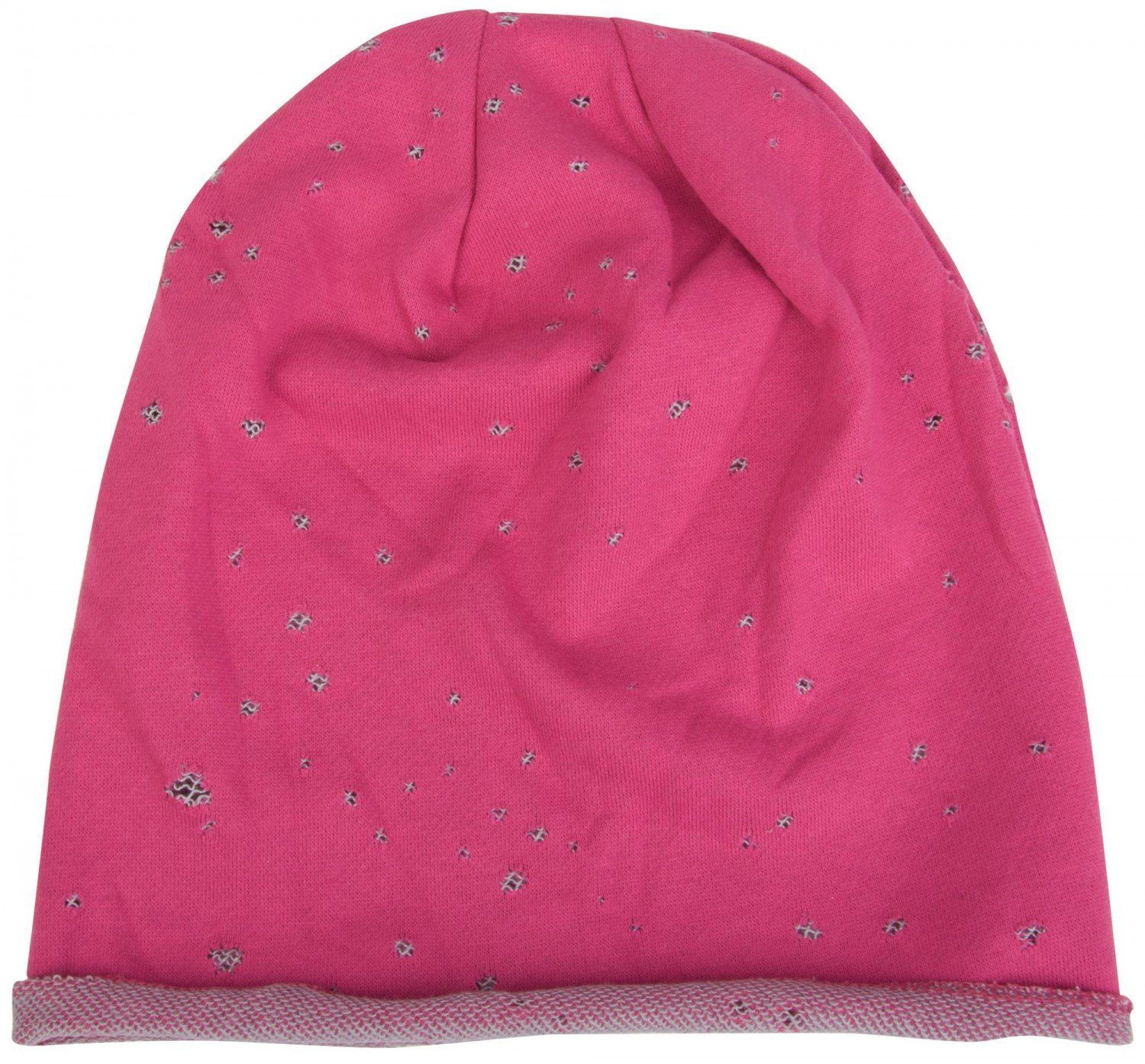 styleBREAKER Beanie (1-St) & Beanie mit Löcher Rollrand Pink-Grau