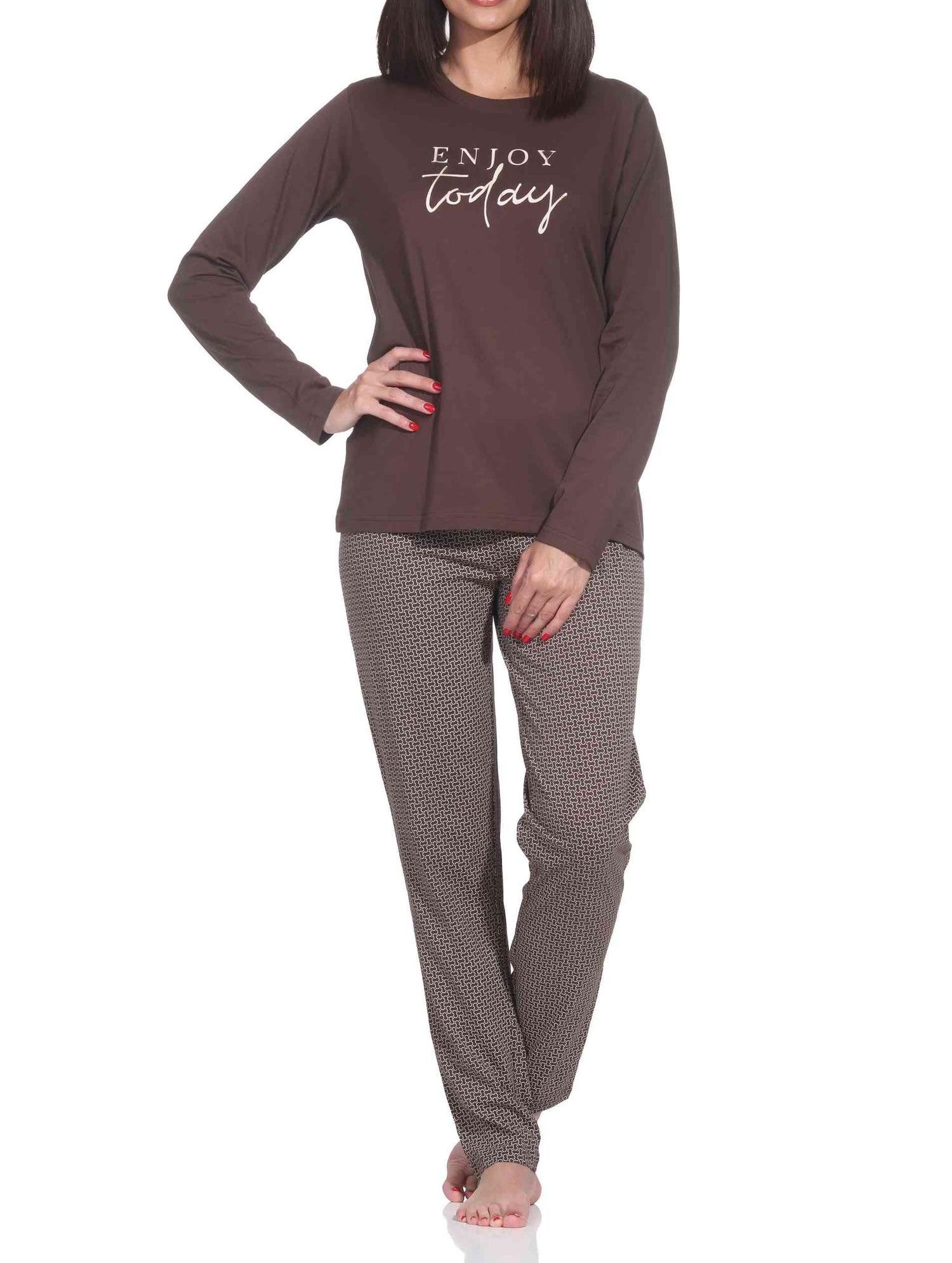 Normann Pyjama Normann Damen langarm Schlafanzug Pyjama im eleganter Optik – Bild 3 von 5
