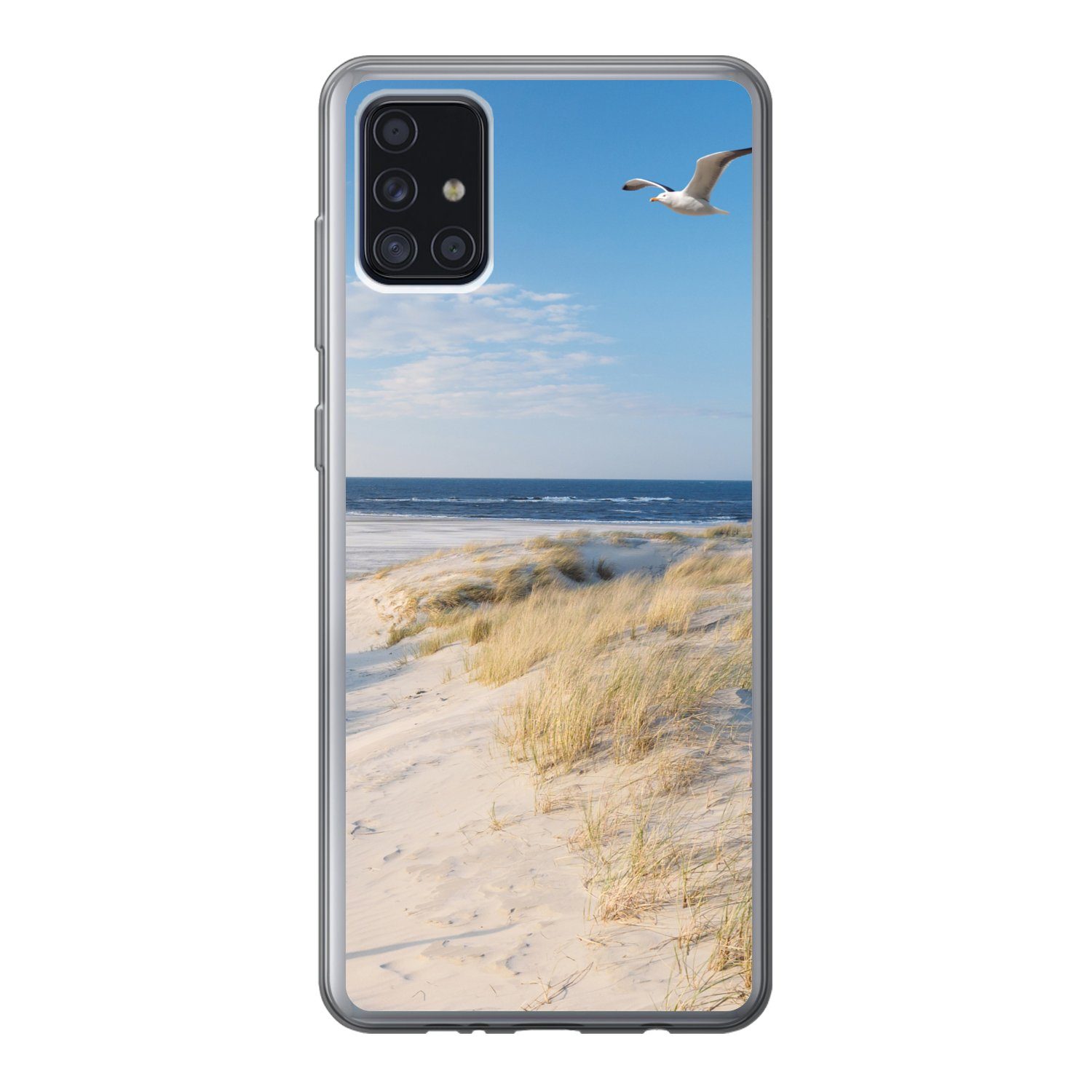 MuchoWow Handyhülle für Samsung Galaxy A52 5G Düne - Möwe - Strand - Meer - Sonne, Smartphone-Bumper, Print, Handy Schutzhülle Dünn